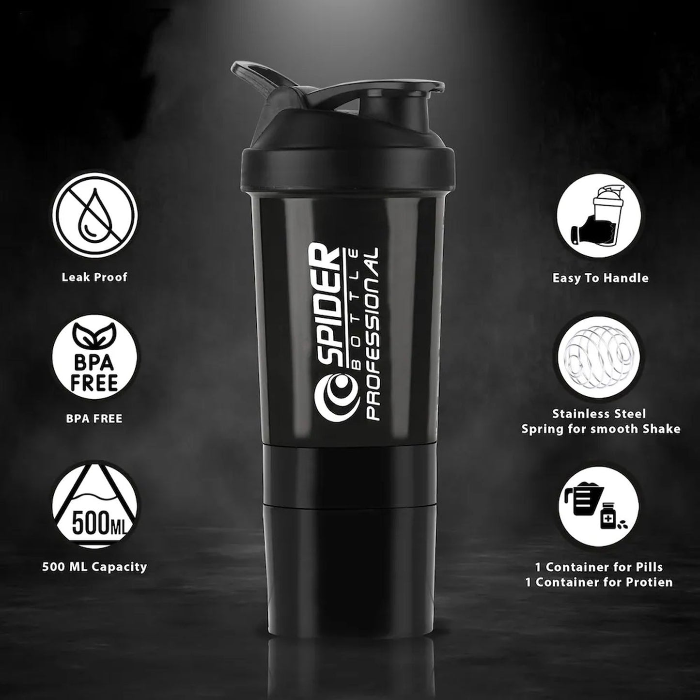 Multipurpose 500ml Shaker Bottle with Leakproof Lid for Protein Mixes - Great Price - Image 6