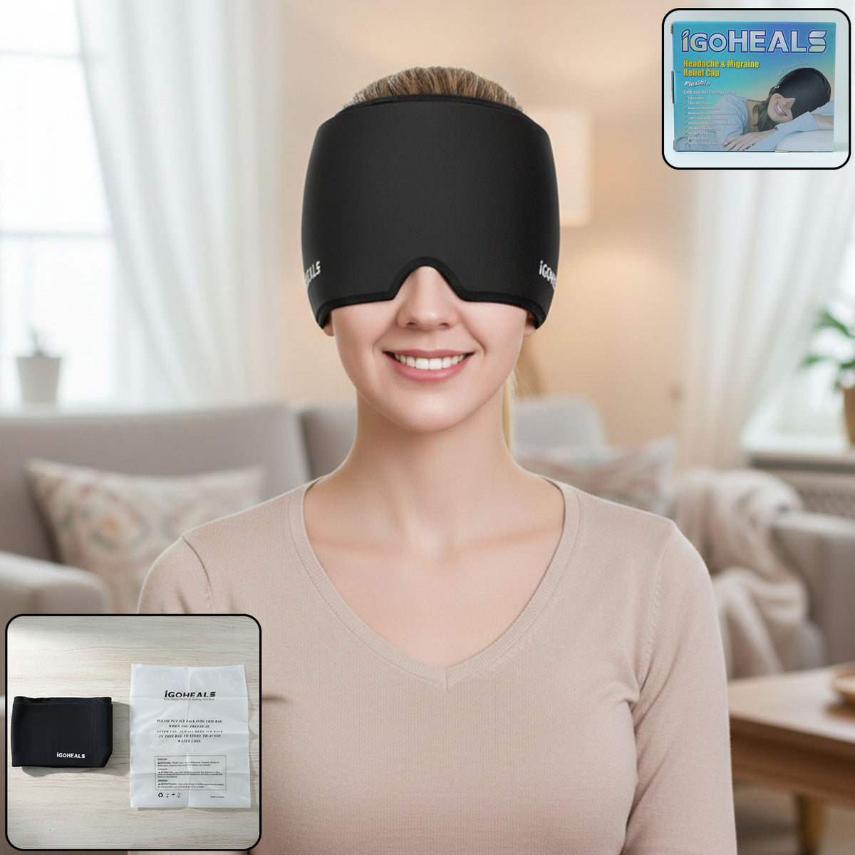 Hot Cold Therapy Headache Relief Cap for Migraine & Stress (1 Pc) - Happy Price - Image 2