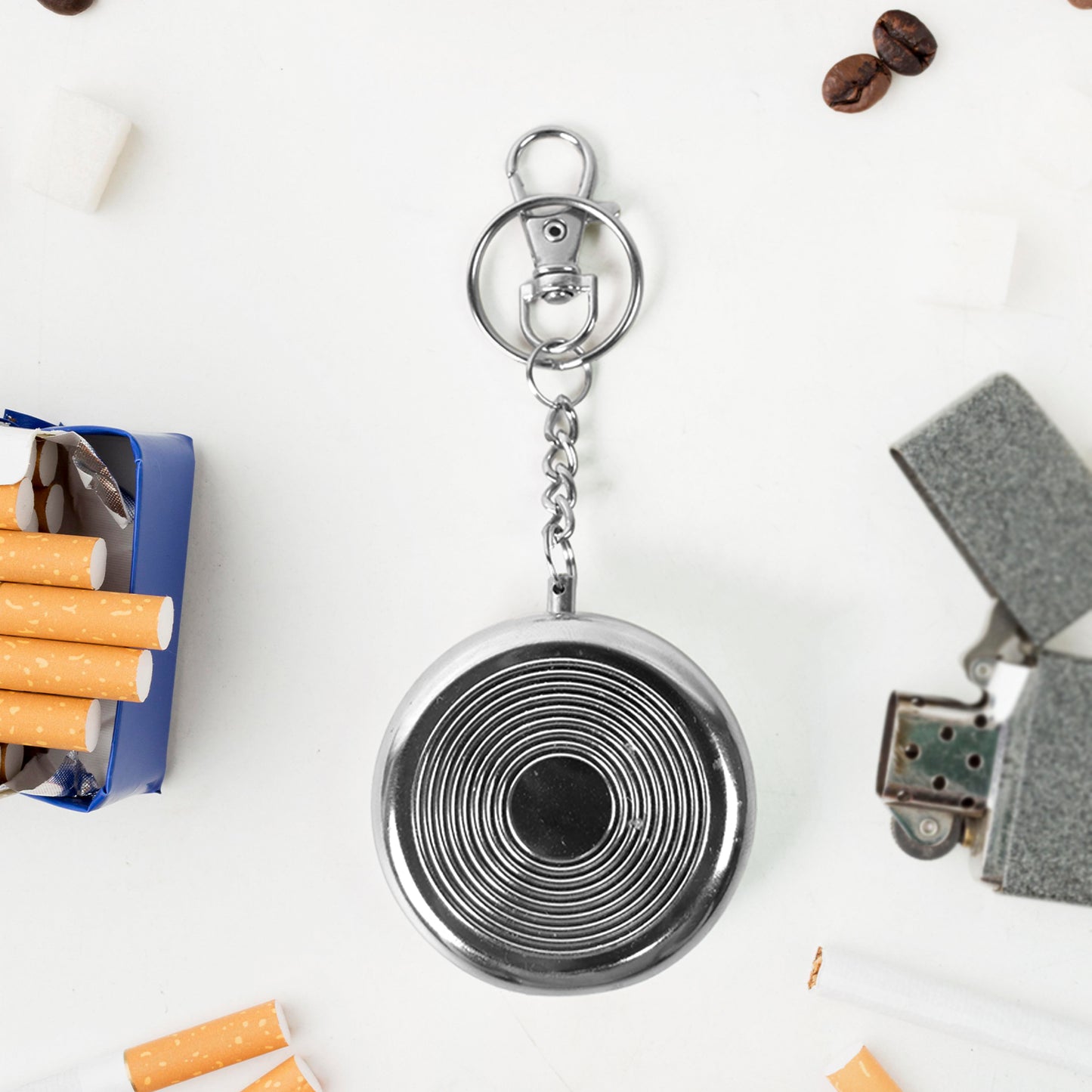 Mini Pocket Ss Ashtray With Keyring (1pc) - Happy Price - Image 2
