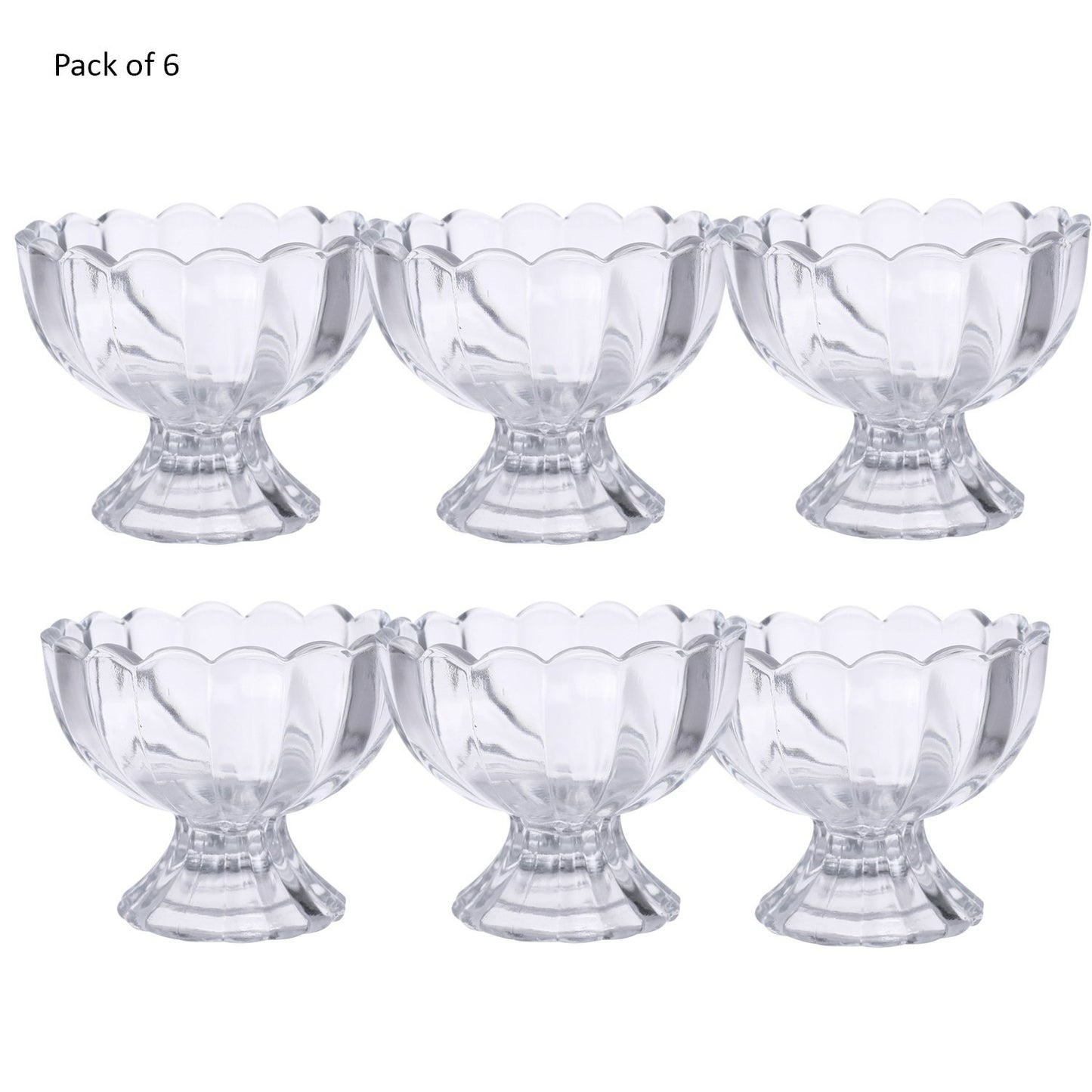 Glass Dessert Bowls for Ice Cream & Fruit - Set of 6 - Happy Price - Image 1