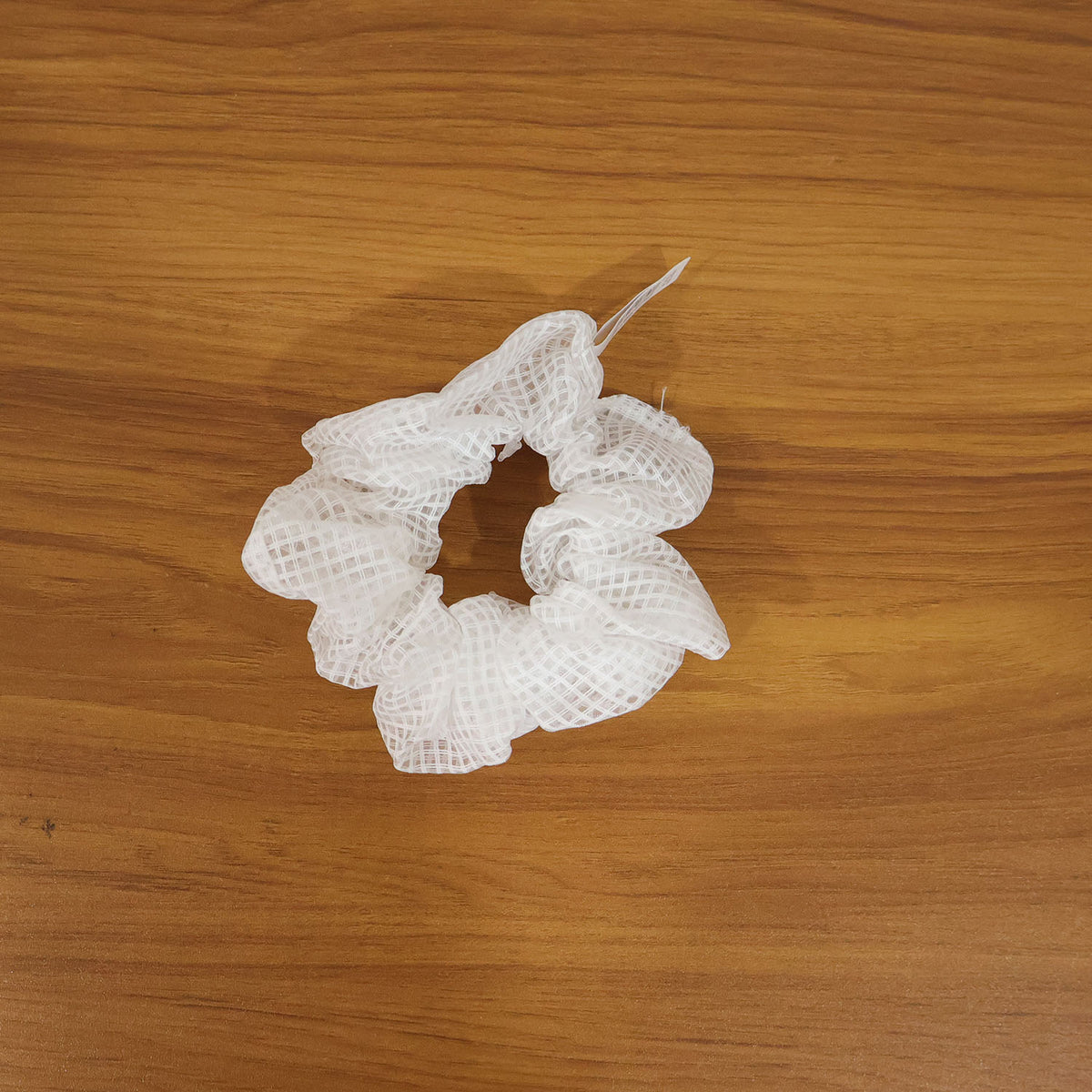 White Mesh Fabric Hair Scrunchie for Ponytails & Buns (1 Pc) - Happy Price - Image 7