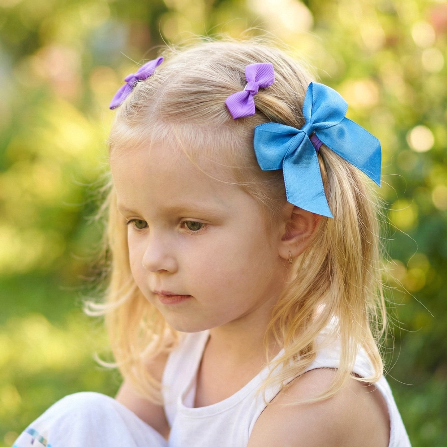 Satin Ribbon Bow Hair Clips for Girls - Set of 3 - Happy Price - Image 3