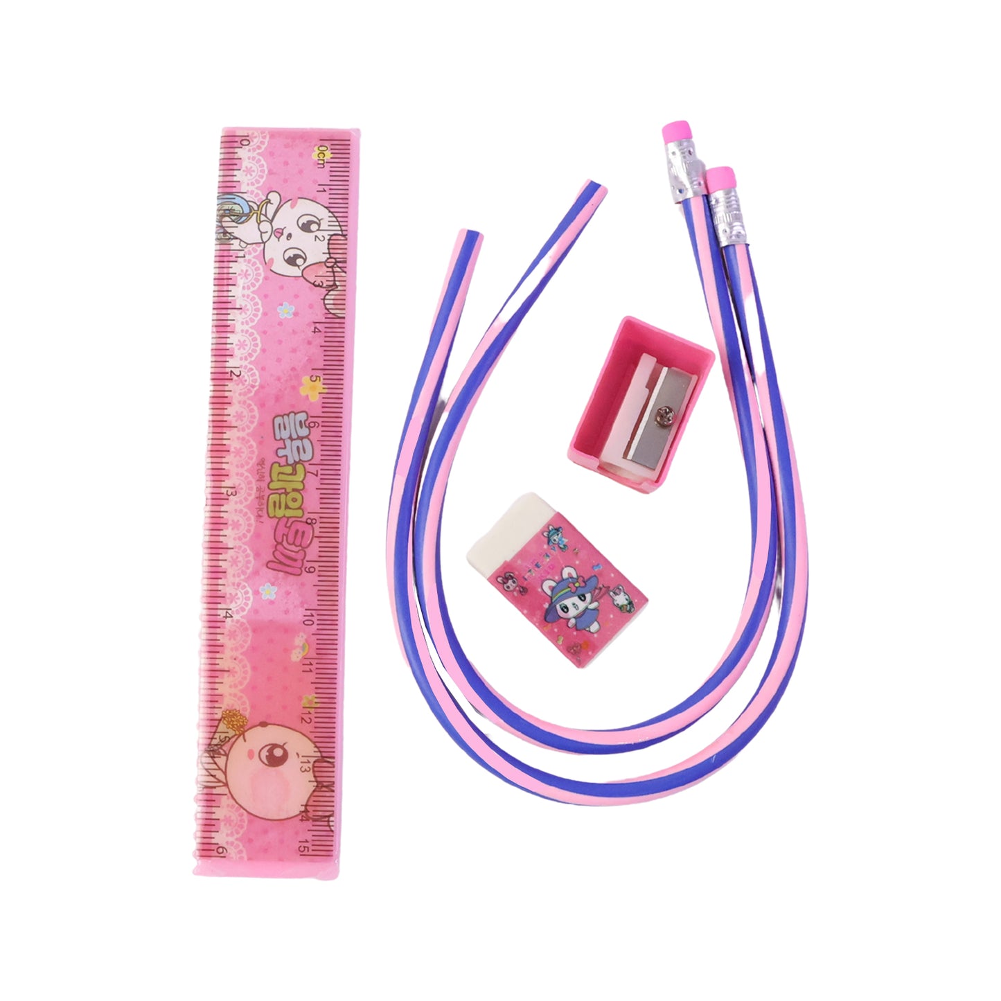 5-in-1 Kids School Stationery Kit with Flexible Pencils & Cartoon Prints - Happy Price - Image 4