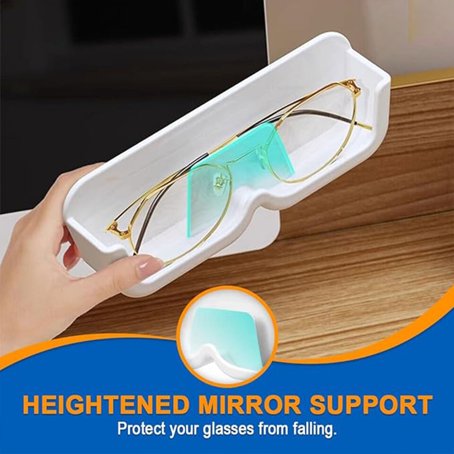 Wall Mount Sunglass Organizer Simple Space Saving Glasses Storage Box Eyewear Stand Holder For Showcase Bedroom Apartment With 2 Pc Double Sided Adhesive Sticker (2 Pcs Set) - Happy Price - Image 3