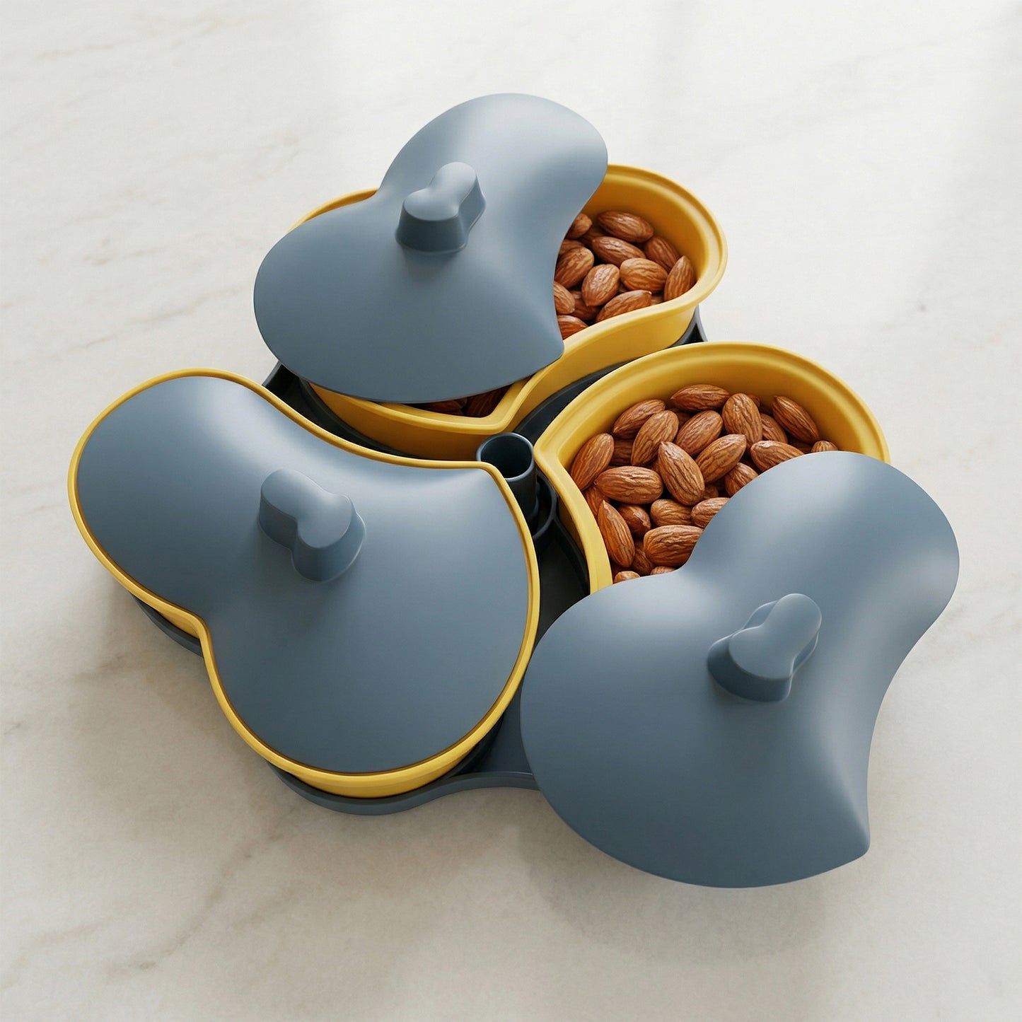 3 Section Snack Serving Tray with Lid - Dry Fruit & Candy Organizer (1 Pc) - Great Price - Image 3