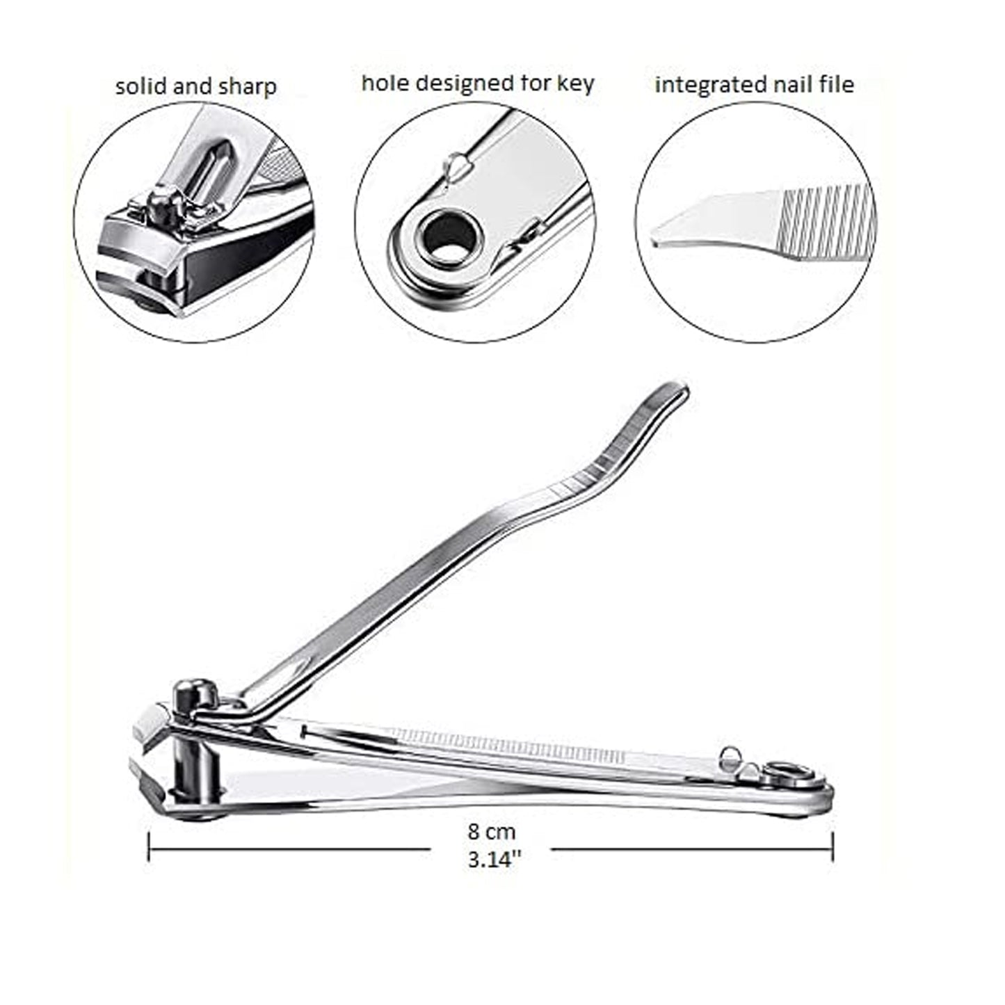 Heavy-duty Stainless Steel Nail Cutter with File - 1 Pc - Happy Price - Image 3