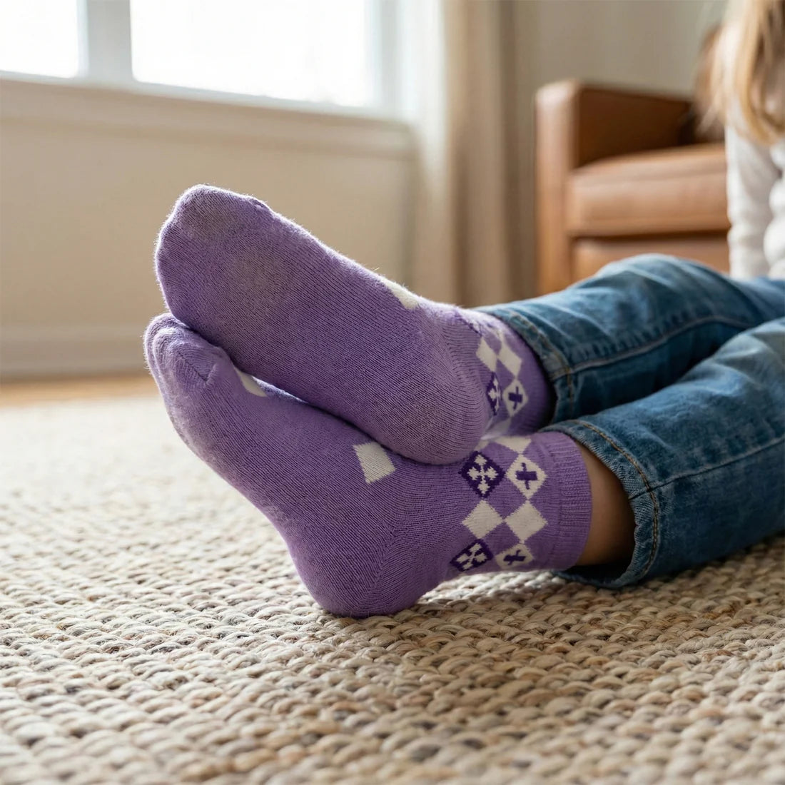 Comfortable Crew Socks - Soft Knit, Multicolor Pattern (1 Pair) - Happy Price - Image 4