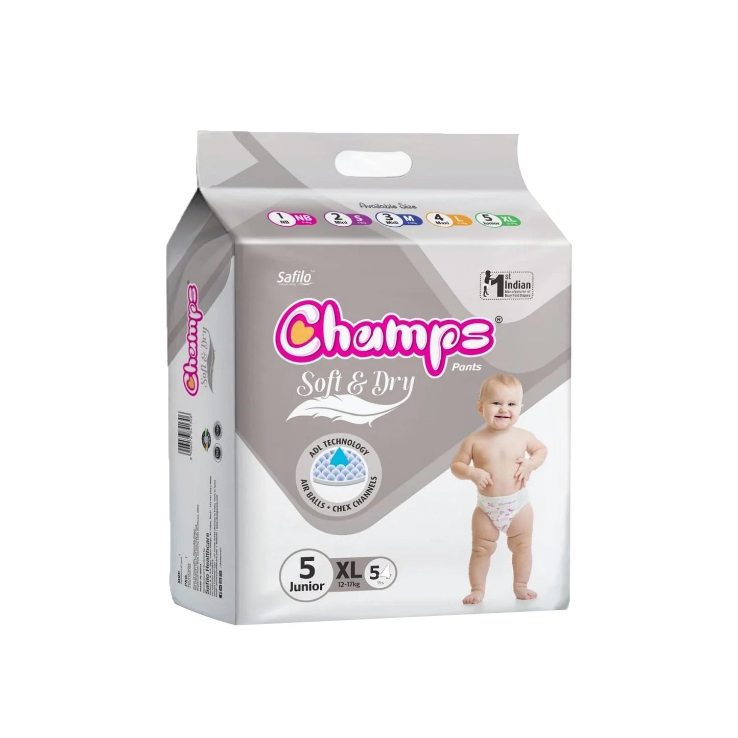Baby Diaper High Absorbent Pant Diapers Champs Soft And Dry Baby Diaper Pants Xl 54 Pcs (Extra Large Xl54 Pieces) - Happy Price - Image 7