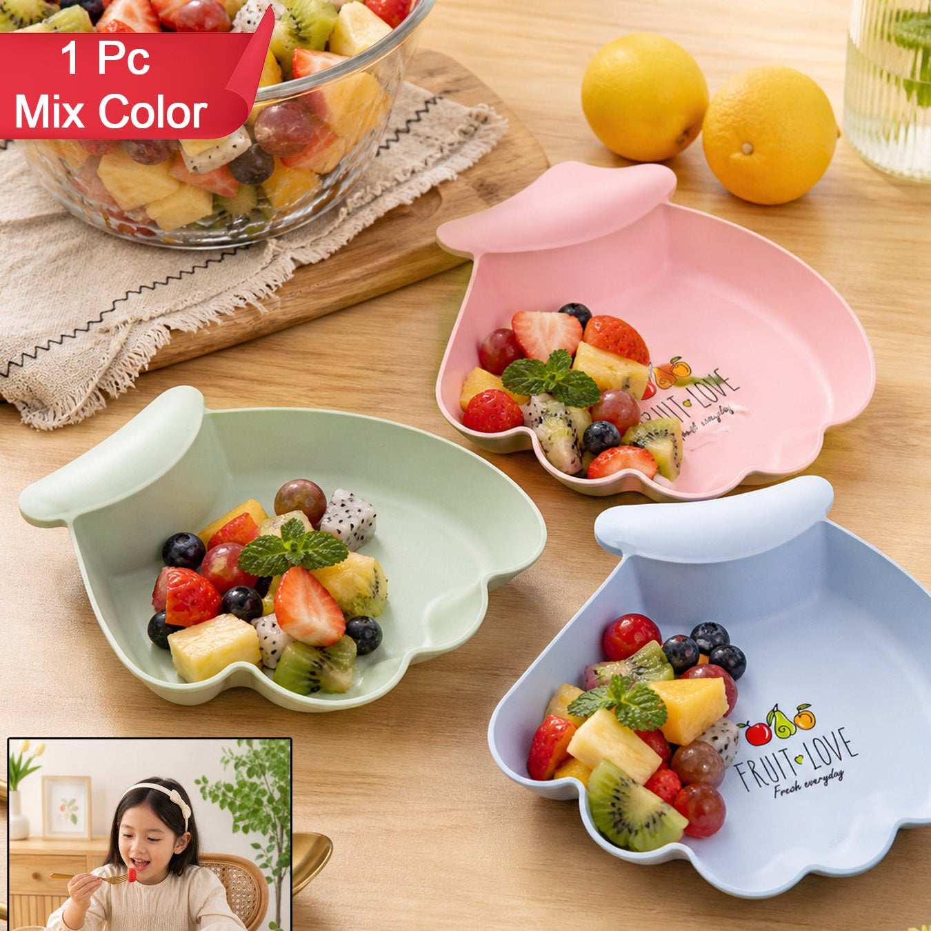 Cute Cartoon Kids Serving Tray with Handle - 1 Pc Mix Color - Happy Price - Image 1