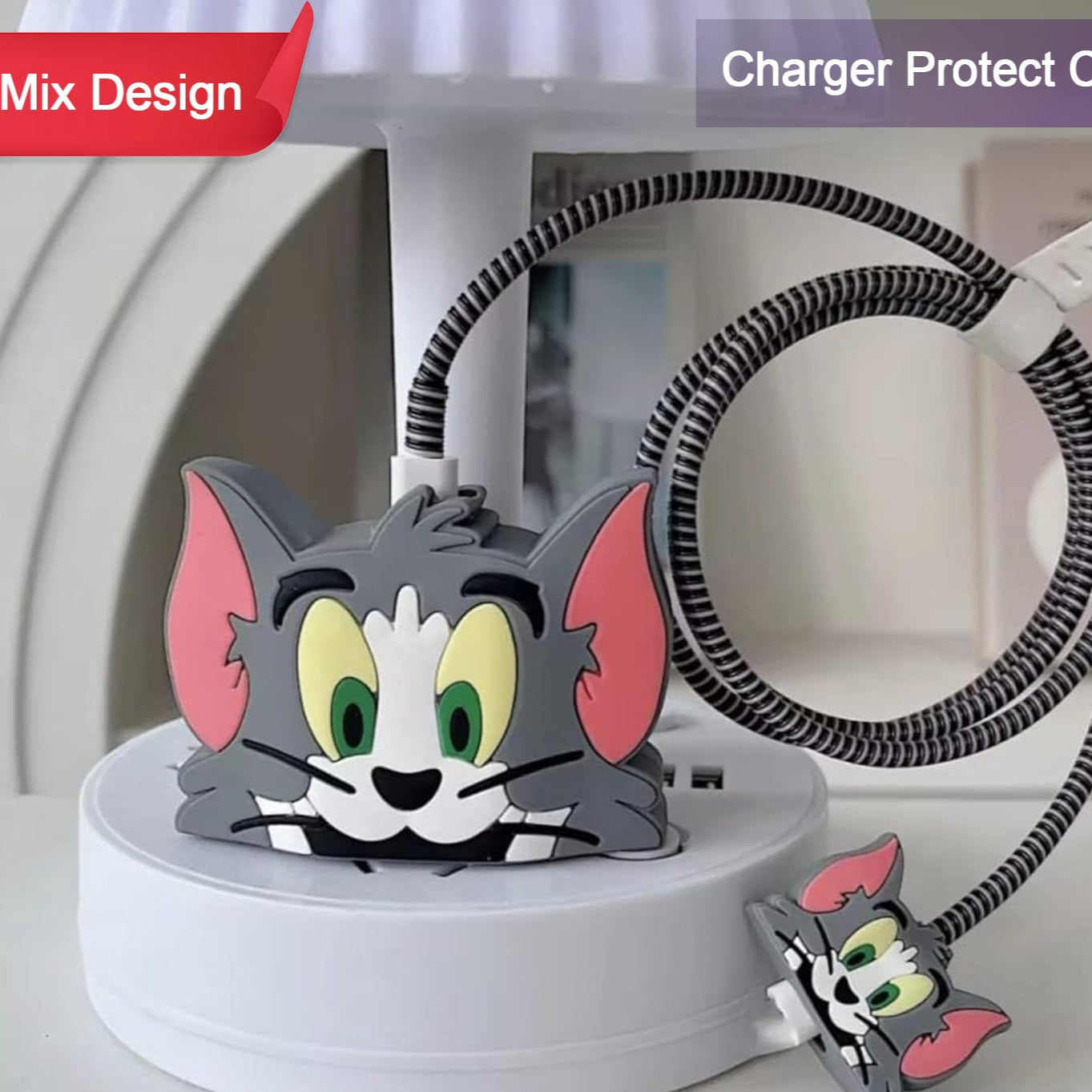 Cartoon Character Silicon Charger Case Cover For Ip 18-20w (Mix Design 1 Pc) - Happy Price - Image 1