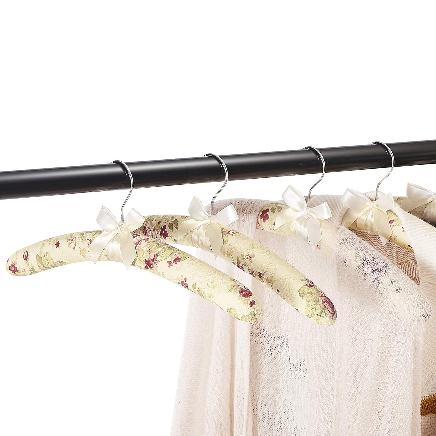 Floral Padded Clothes Hanger (1 Pc) - Satin Finish, Gentle on Delicates - Happy Price - Image 4
