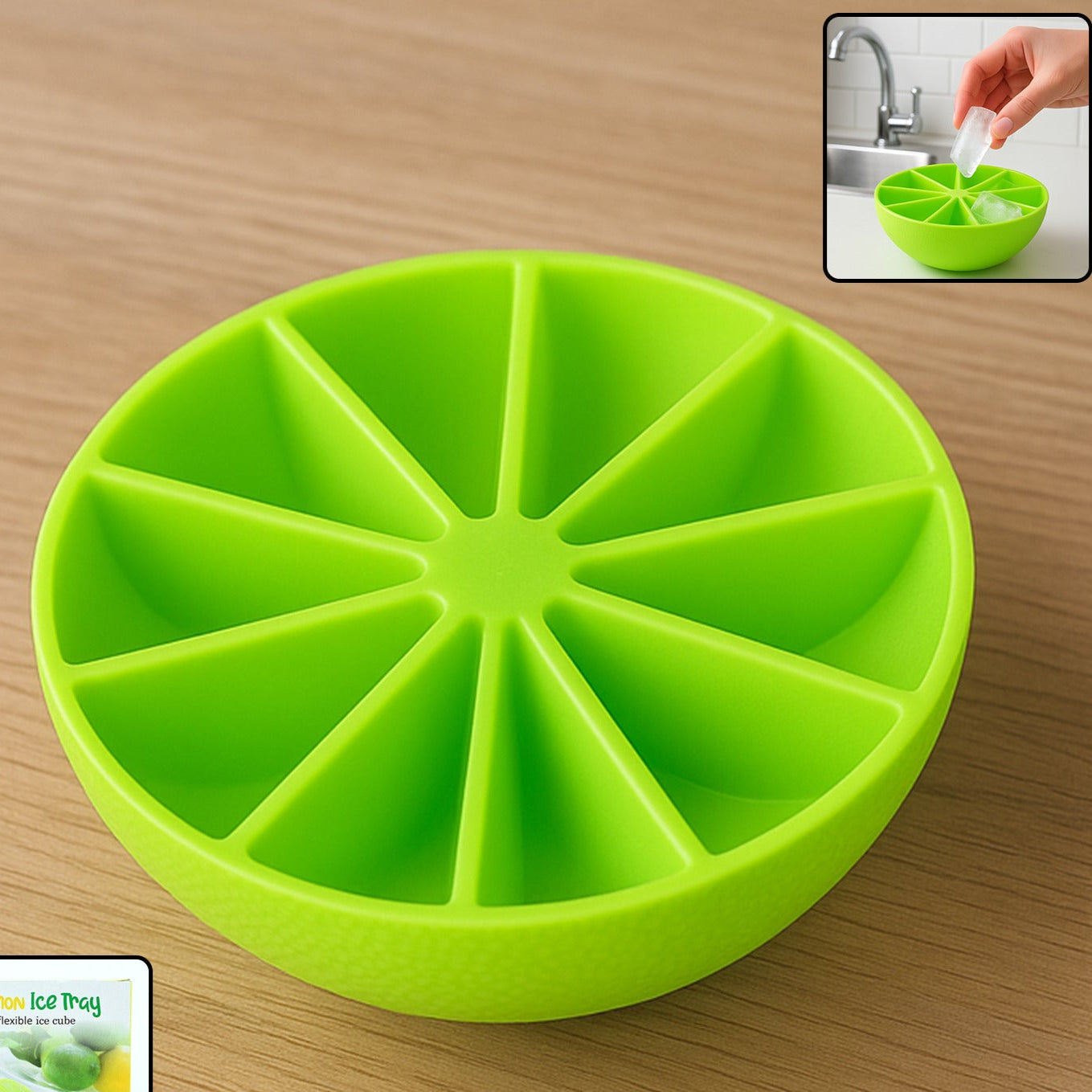 Lemon Shape Flexible Silicone Ice Cube Tray 8-slot Round Ice Mold (1 Pc) - Happy Price - Image 1