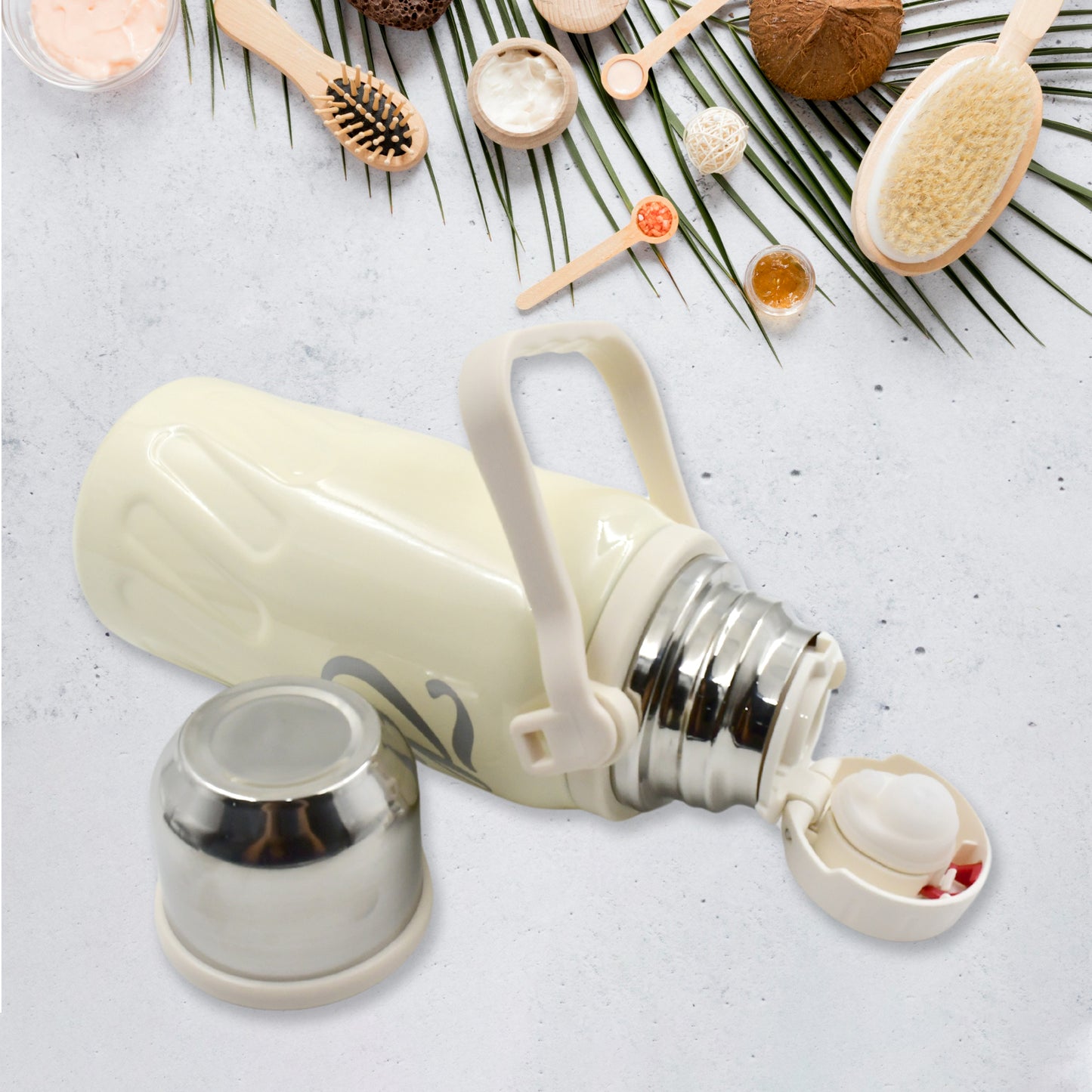 Stainless Steel Vacuum Insulated Water Bottle Leak Proof Flask For Tea Coffee Reusable Water Bottle With Hanging Strap Bottle For Hot Cold Drinks Wide Mouth Water Flask (900 Ml) - Happy Price - Image 3