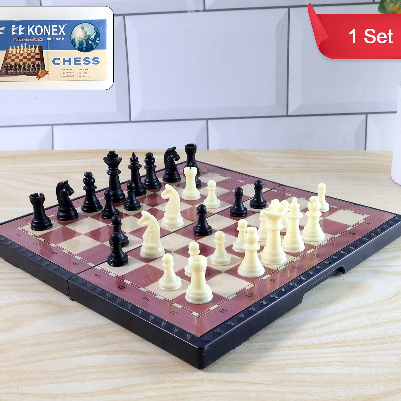 Magnetic Foldable Chess Board Set 24x24cm - Travel Strategy Game - Happy Price - Image 1