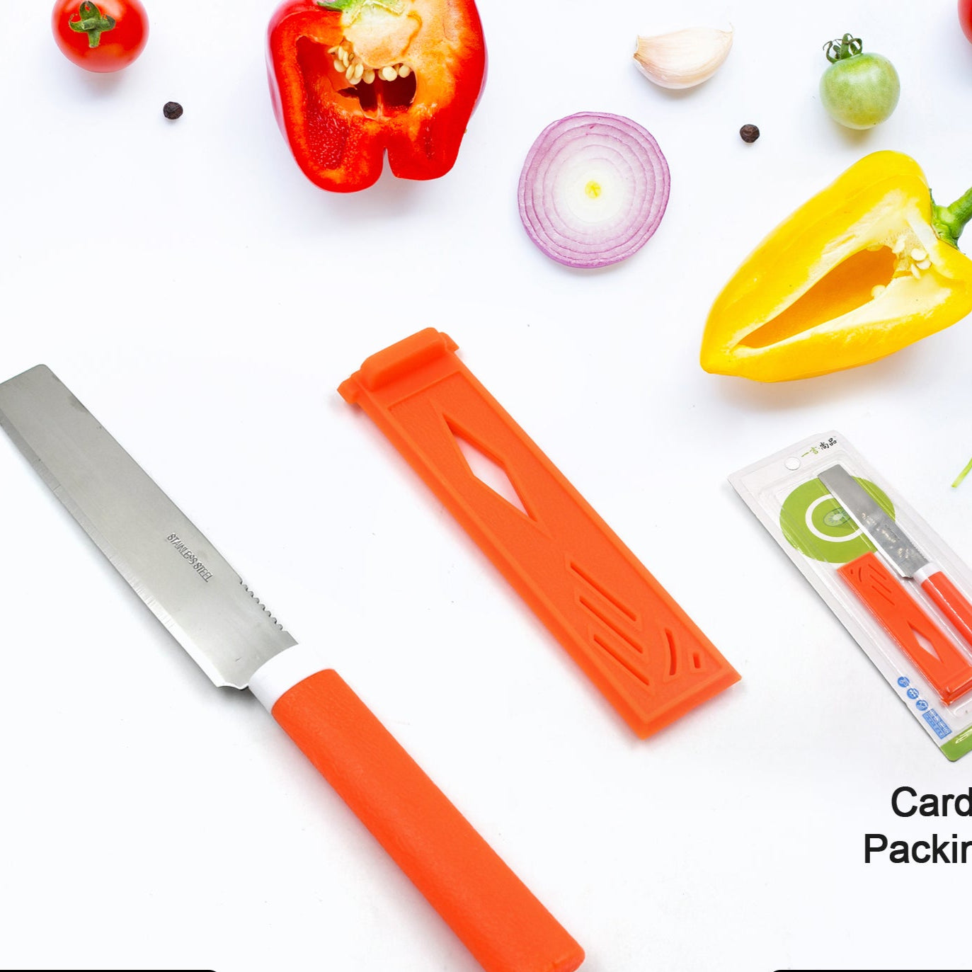 Stainless Steel Knife For Kitchen Use Knife Set Knife Non-slip Handle With Blade Cover Knife - Happy Price - Image 1