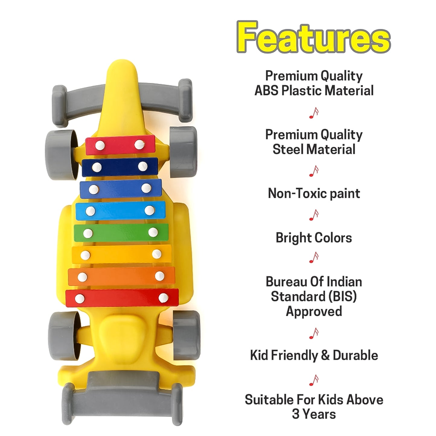 Musical Car Piano Xylophone Toy Plastic Car Xylophone (1 Set) - Happy Price - Image 3