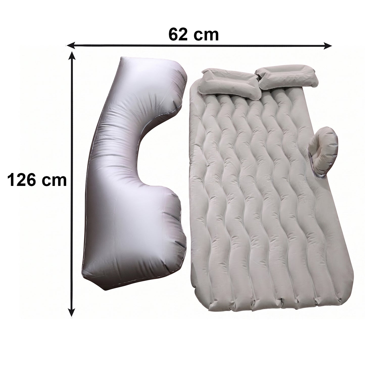 Grey Portable Car Air Bed with Pump & Pillows for SUV Travel - Happy Price - Image 5