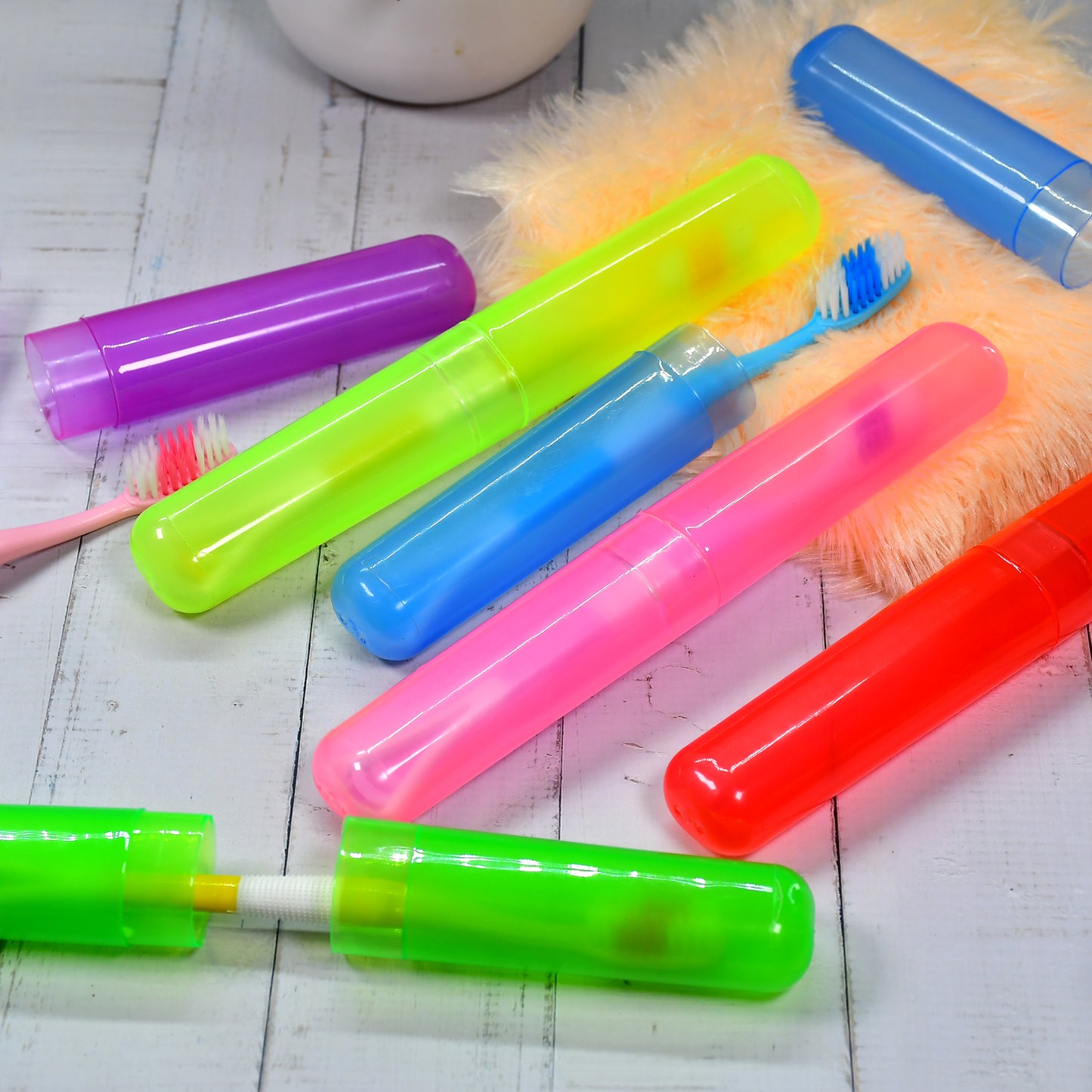 6pc Plastic Toothbrush Cover Anti Bacterial Toothbrush Container- Tooth Brush Travel Covers Case Holder Cases - Happy Price - Image 3