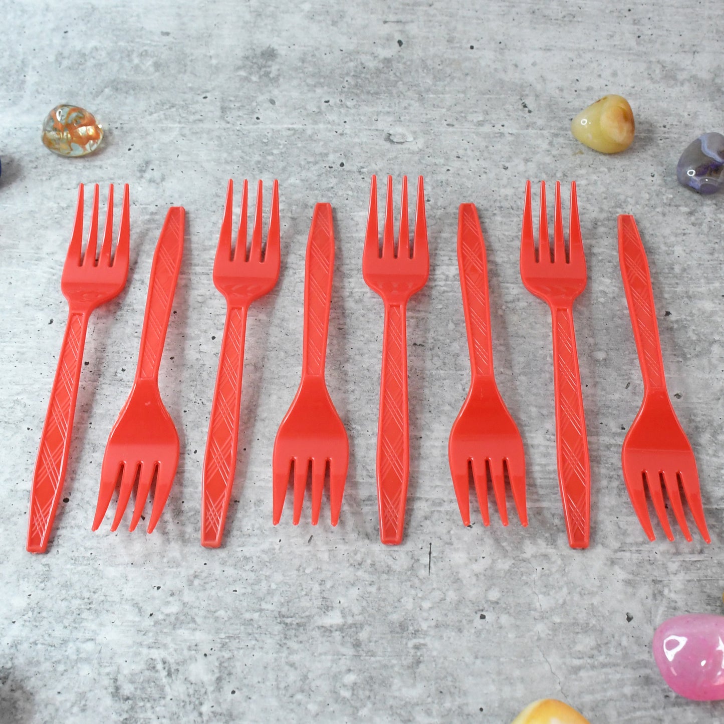Premium Red Plastic Forks - Pack of 8 | Durable Cutlery for Parties & Everyday Use - Happy Price - Image 4