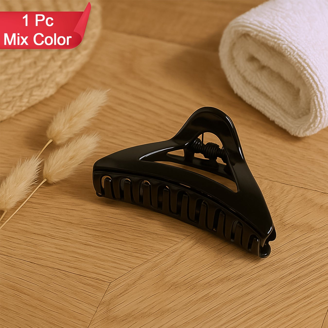 Triangle Shape Mix Color Plastic Hair Claw Clip 1 Pc Durable Grip For Women And Girls - Happy Price - Image 1