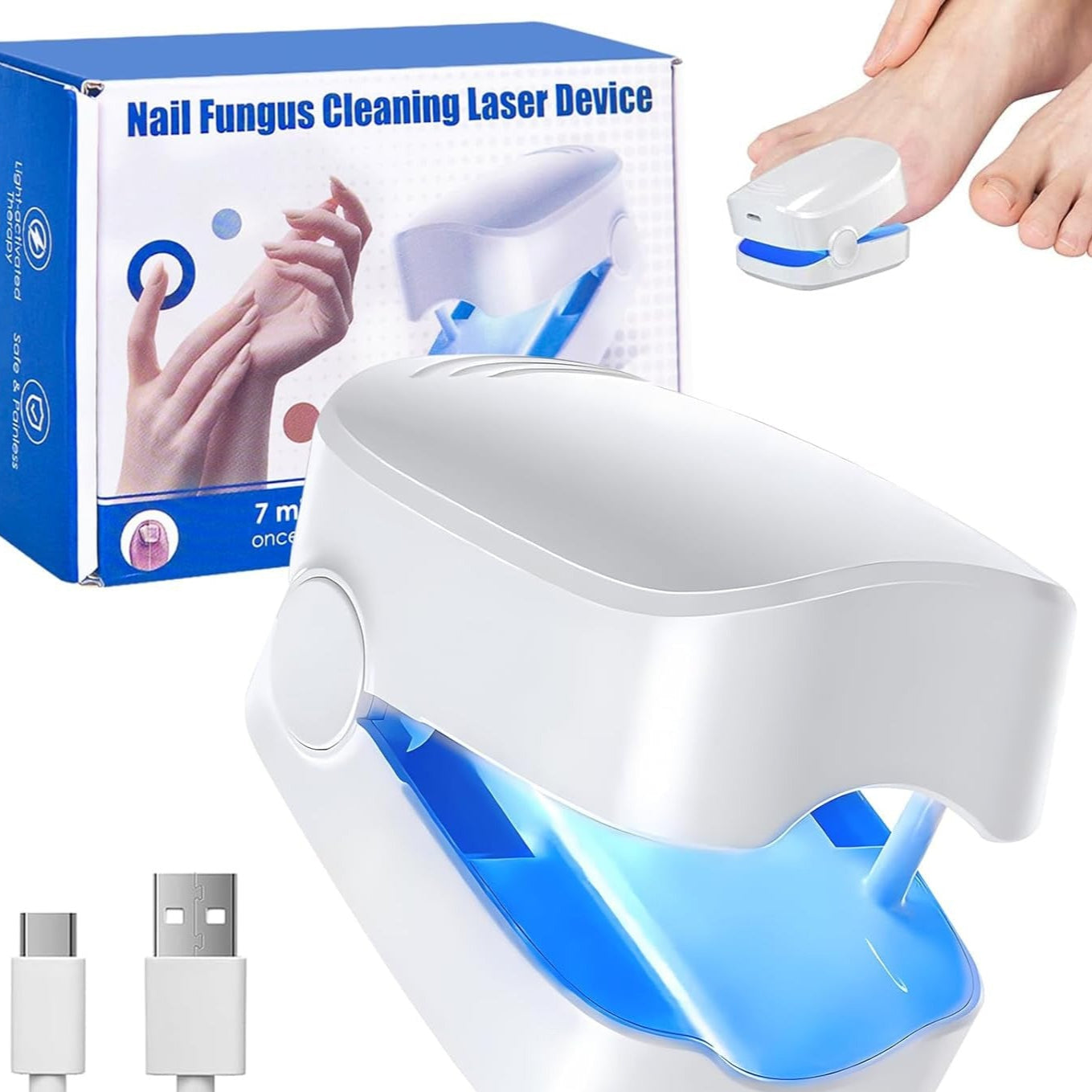 Rechargeable Nail Fungus Treatment For Toenail Toe Nail Fungal Treatment Nail Fungus Laser Device Anti-fungal Nail Treatment For Hand Feet Infections Remover For Home Use - Happy Price - Image 1