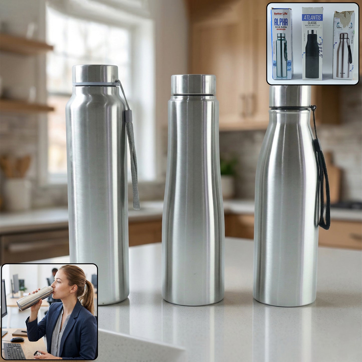 1000 ML Stainless Steel Water Bottle - 1 Pc Durable & Leak-Proof - Great Price - Image 2
