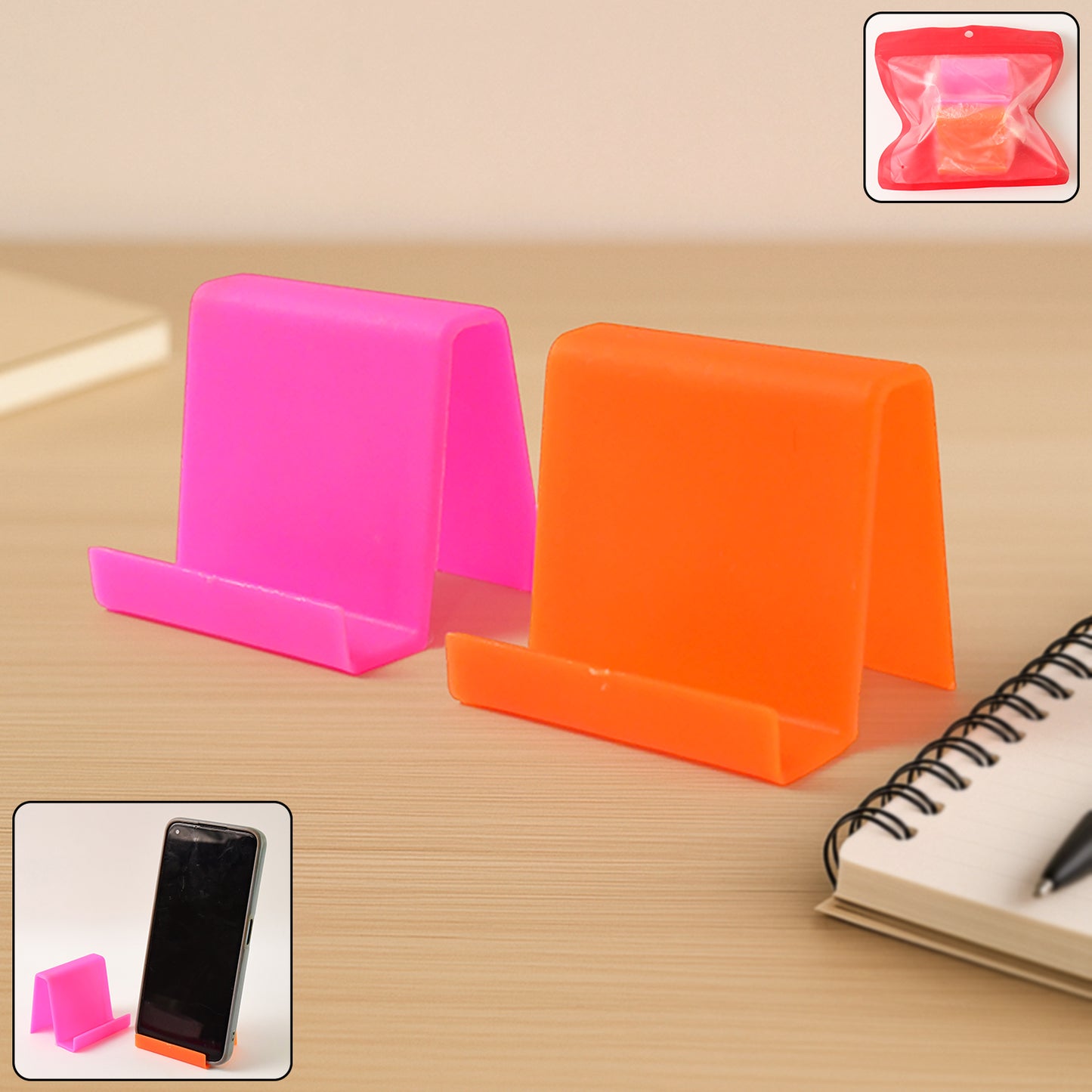 Durable Plastic Mobile Phone Stand With Angled Support (2 Pc Mix Color) - Happy Price - Image 2