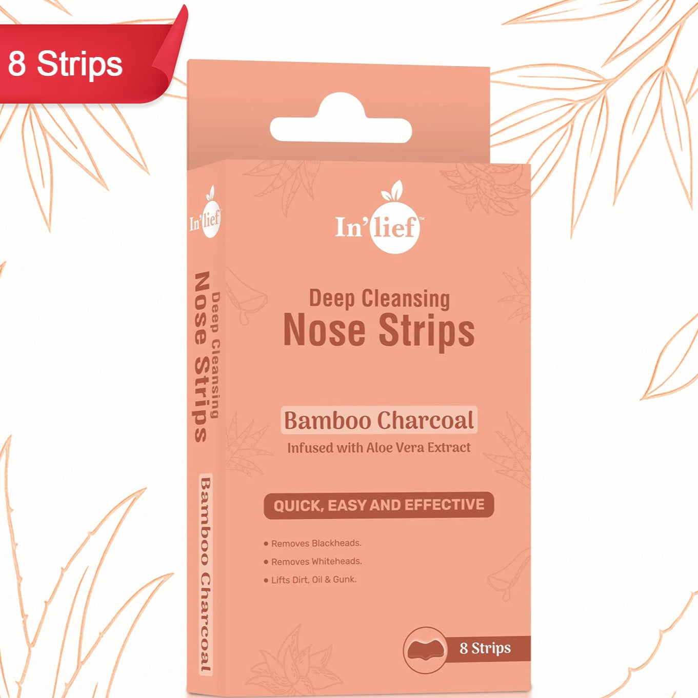 Inlief Bamboo Charcoal Nose Strips for Deep Cleansing - 8 Count - Happy Price - Image 1