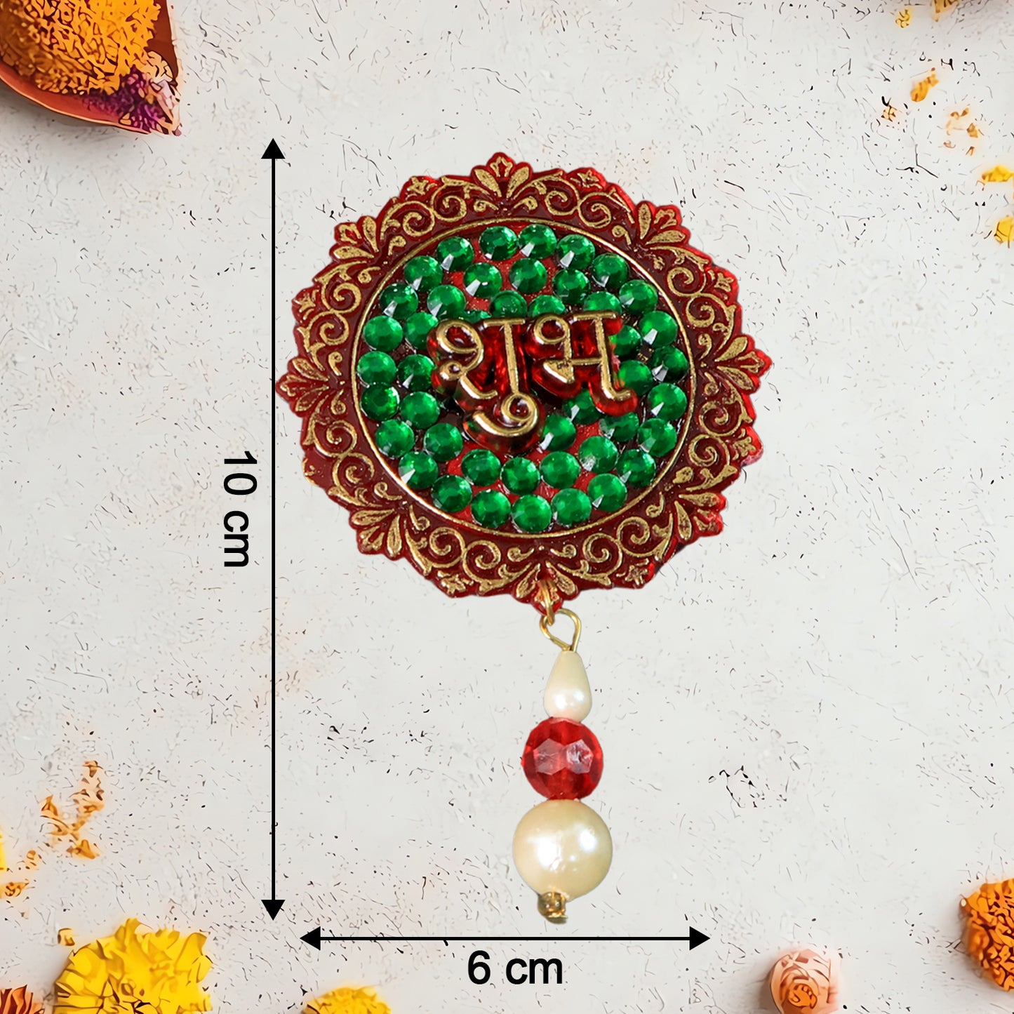 Shubh Labh Door Hanging Decor Set (2 Pc) - Auspicious Wall Ornament - Happy Price - Image 3