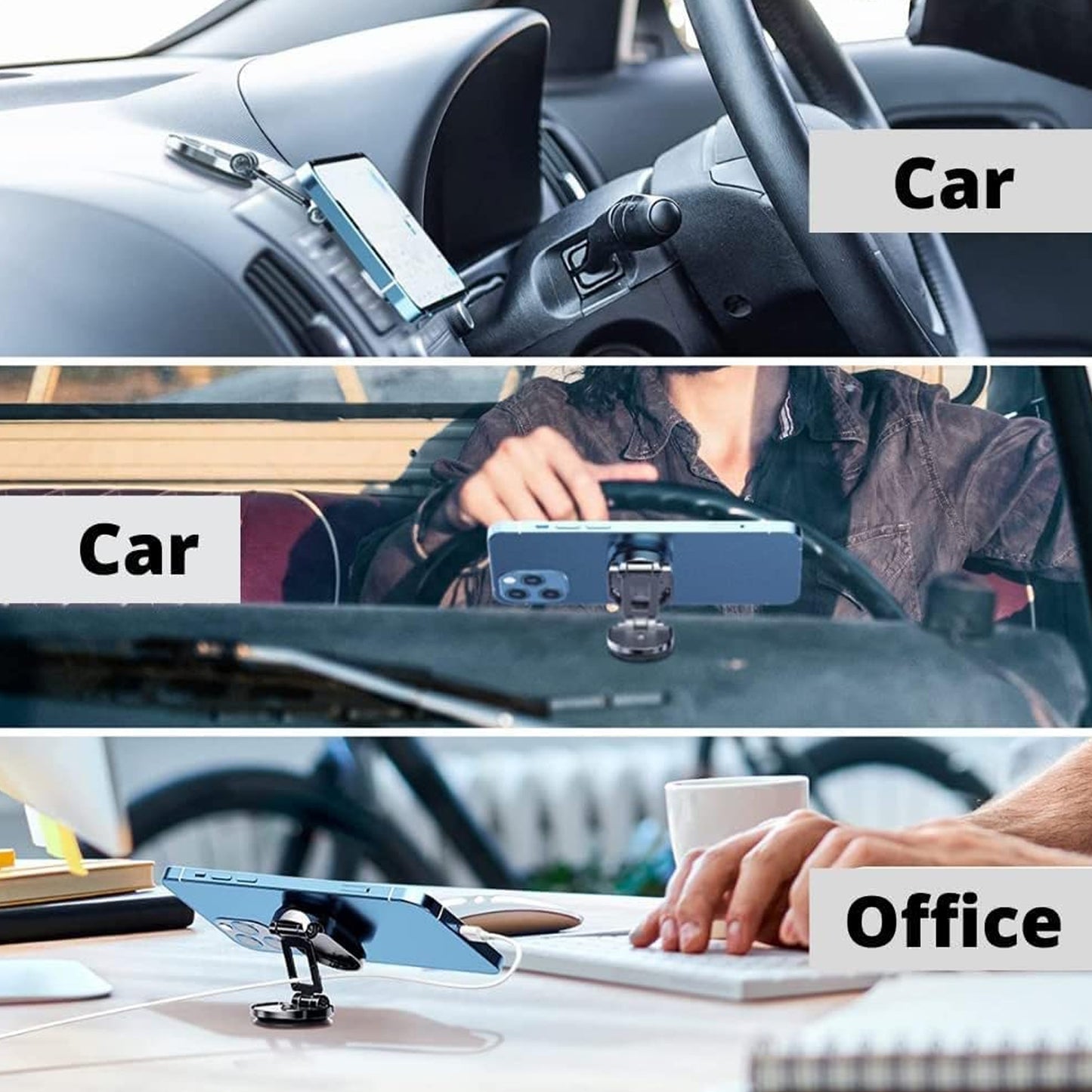 360 Degree Rotating Magnetic Car Phone Holder Metal Folding Car Phone Holder New Alloy Folding Magnetic Car Phone Holder (Pack Of 1) - Happy Price - Image 7