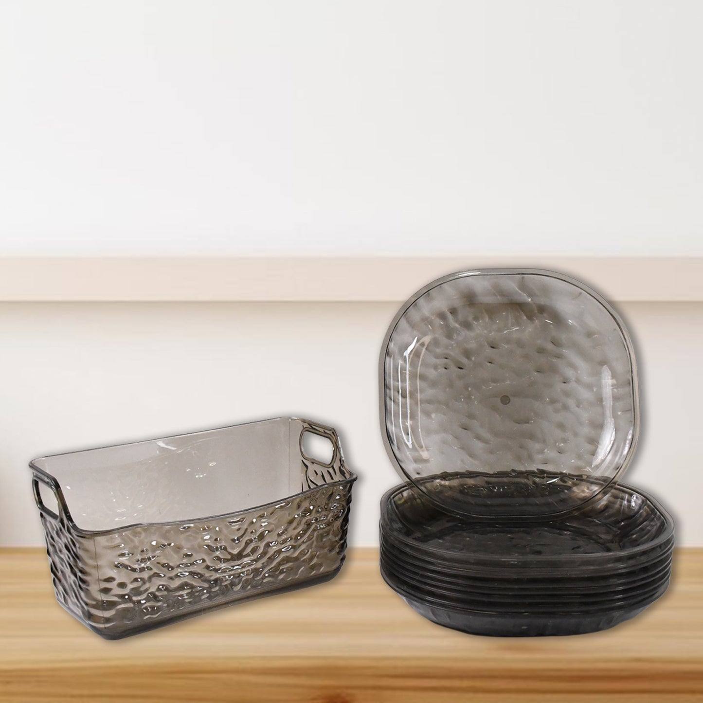 Plastic Household Plates Dinner Plates Dish Tray Skewer Bone Plate Set (10 Pcs Set) - Happy Price - Image 3