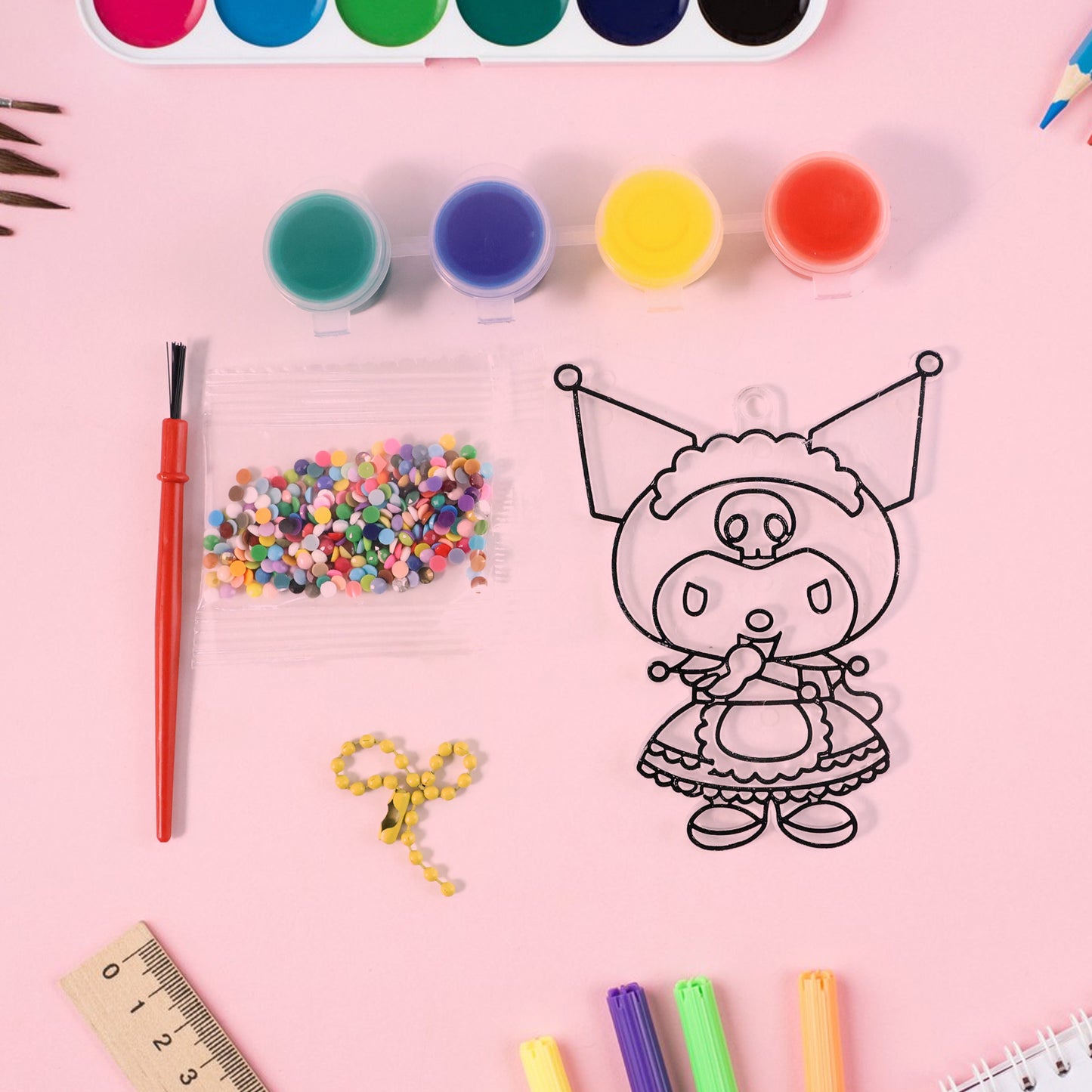 Kids Paint Coloring Craft Activity Set With Beads (Mix Design 1 Set)
