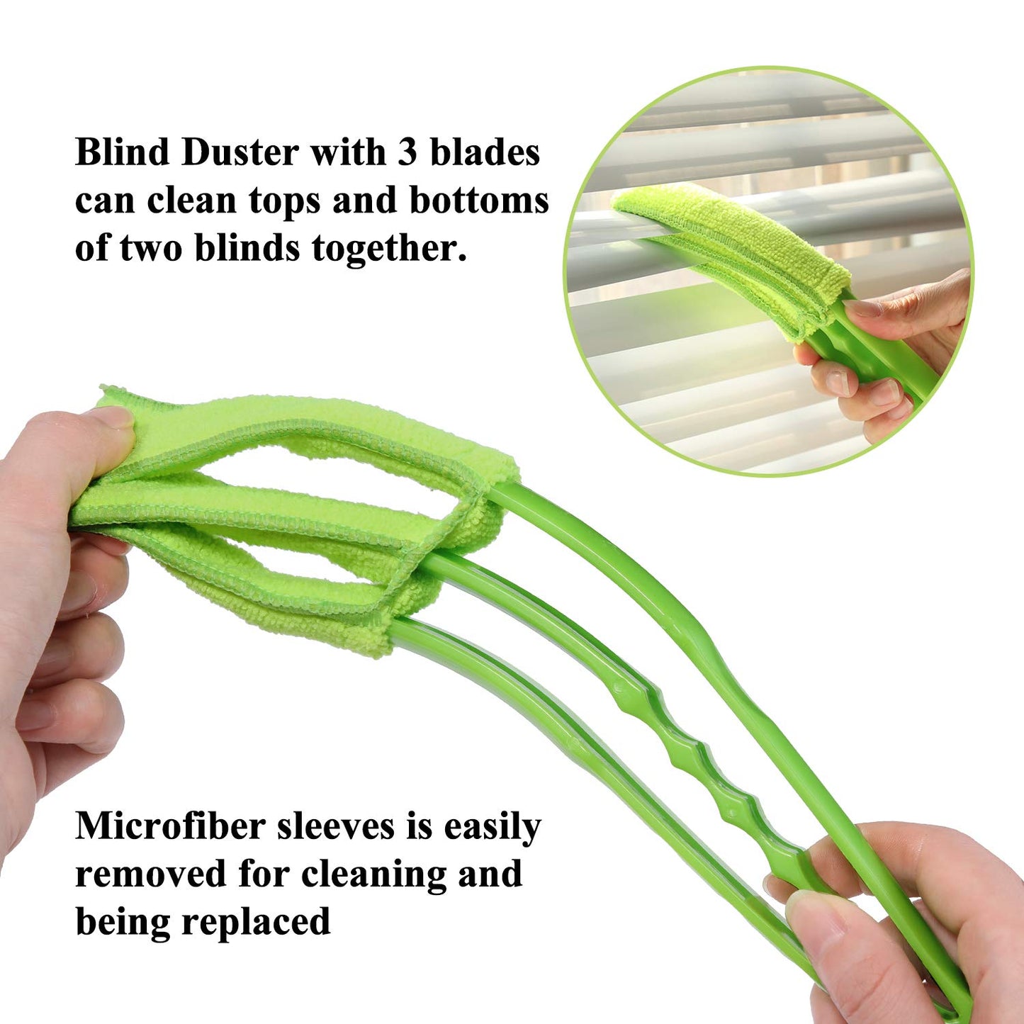 Window Blind Cleaner Duster Brush With Microfiber Sleeves - Blind Cleaner Tools For Window Shutters Blind Air Conditioner Jalousie Dust - Happy Price - Image 3
