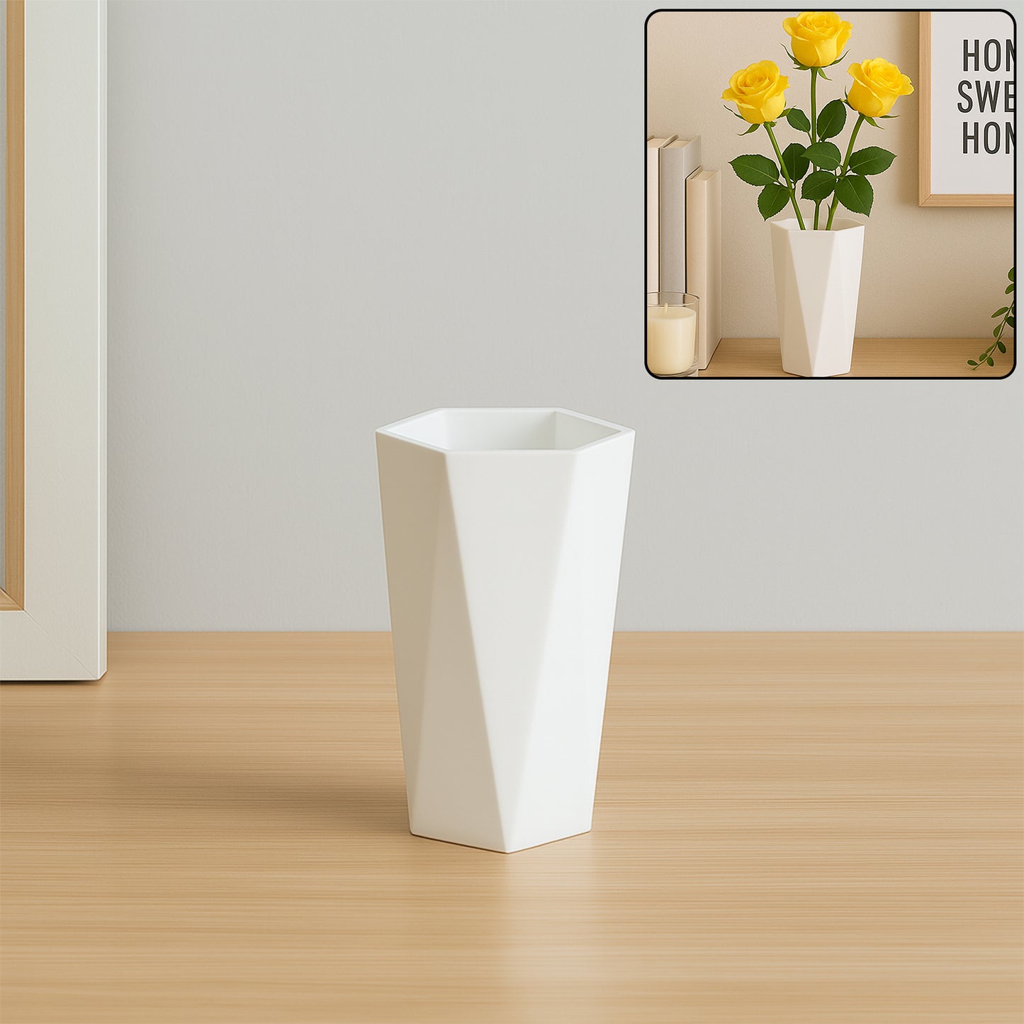 Modern Geometric Hexagon Plastic Flower Vase (1 Pc) - Happy Price - Image 7