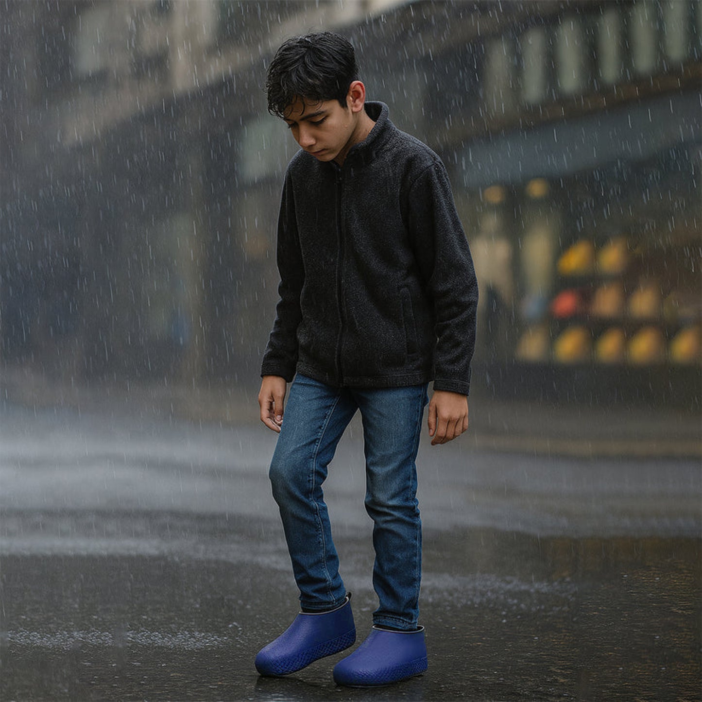 Blue Non-slip Silicone Rain Reusable Anti Skid Waterproof Fordable Boot Shoe Cover (1 Pair) - Happy Price - Image 3