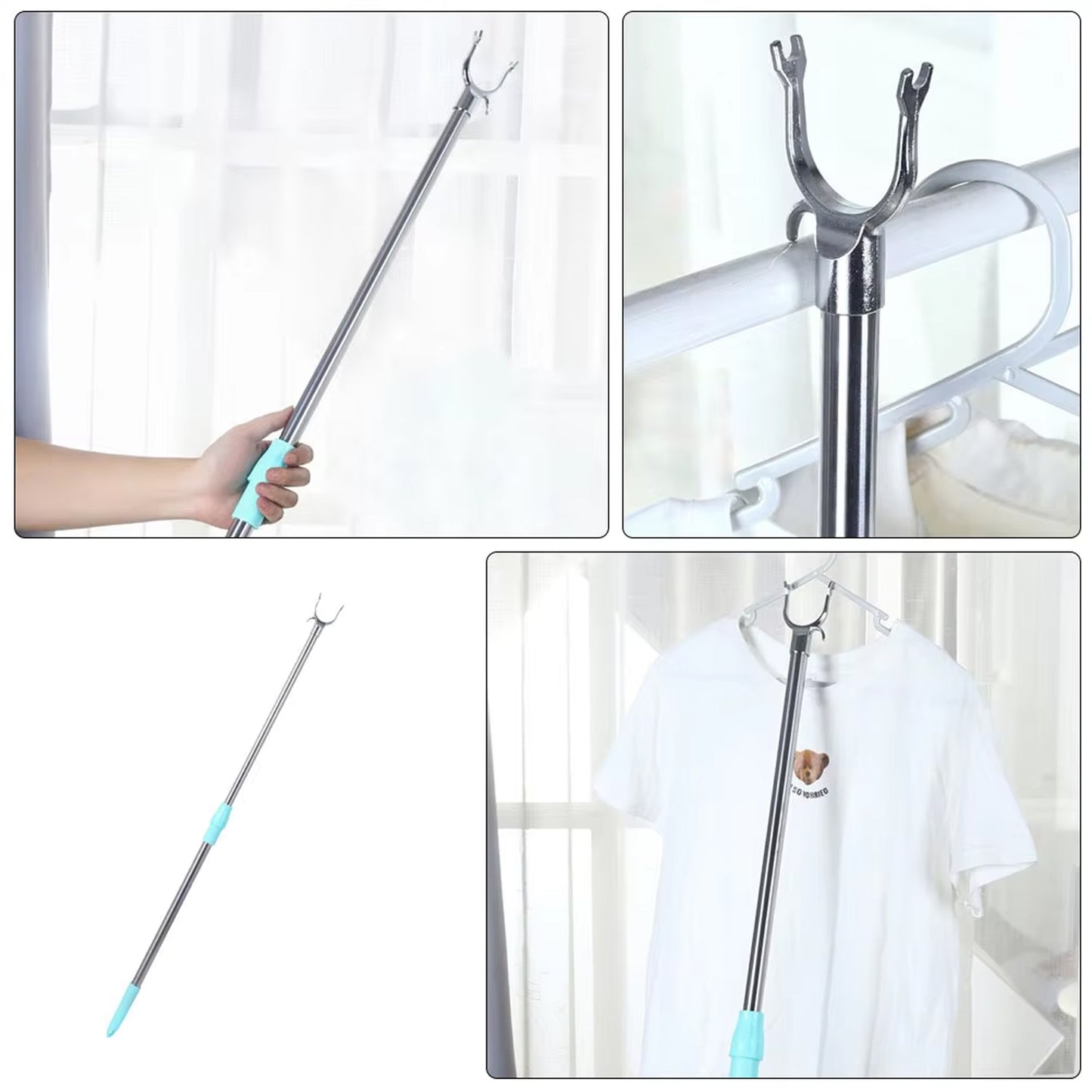 Stainless Steel Extendable Reach Pole with Hook - 1 Mtr. - Happy Price - Image 4