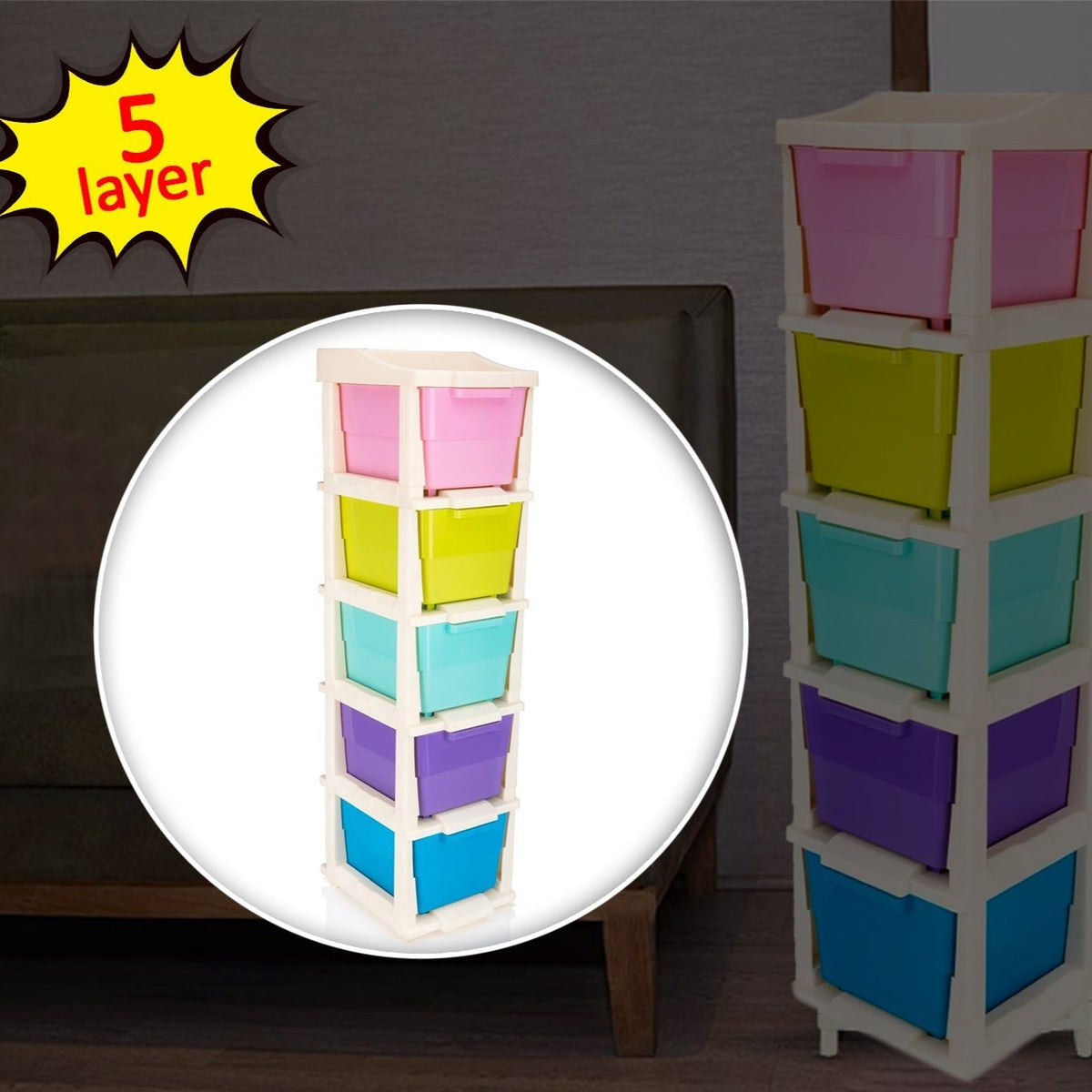 5 Layer Multi-purpose Modular Drawer Storage System - Happy Price - Image 1