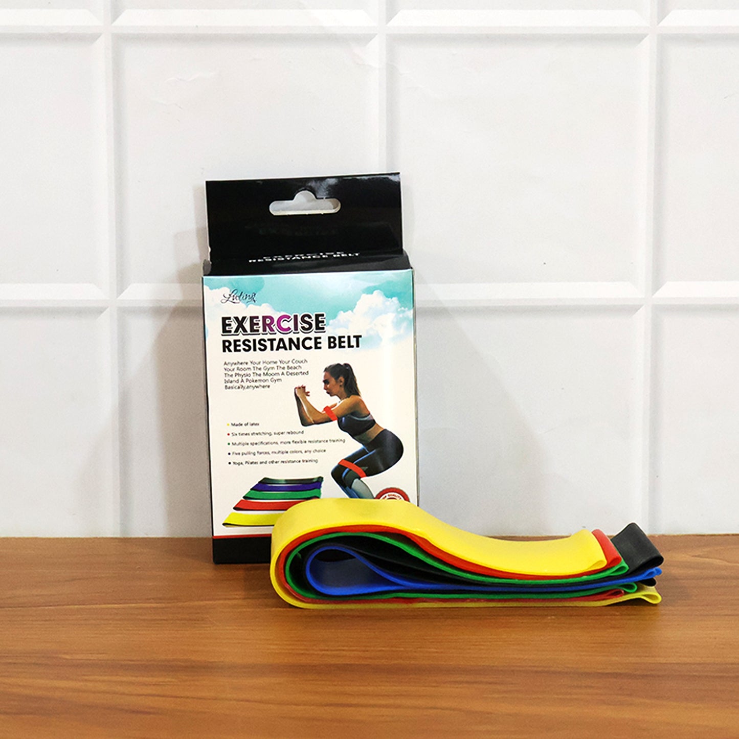 Premium Elastic Resistance Exercise Bands Belt Set (5 Pc)