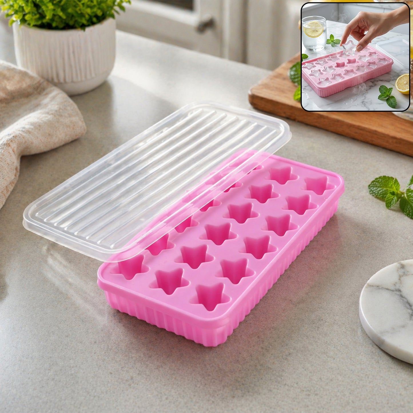 18 Grid Star Shape Ice Tray with Lid - Easy Release Freezer Mold (1 Pc) - Great Price - Image 2