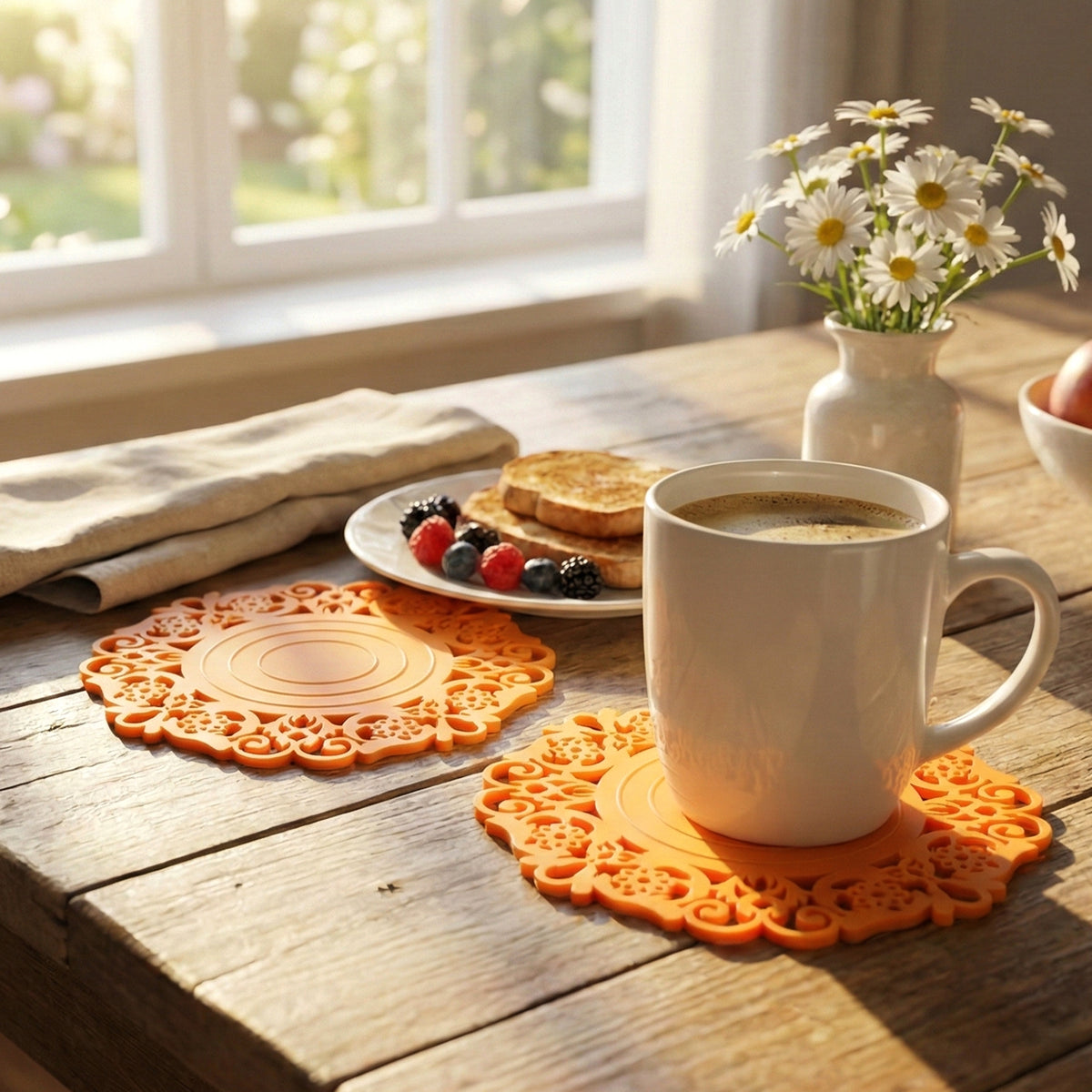 Decorative Heat-Resistant Coaster Set for Hot Utensils - 10 cm, 2 Pc - Happy Price - Image 4