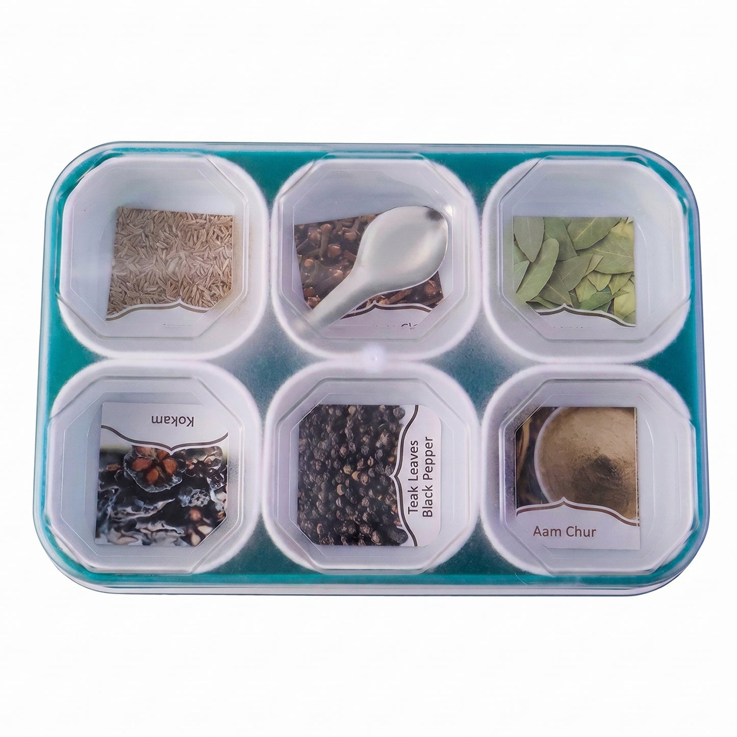 6 Compartment Plastic Spice Box with Transparent Lid for Kitchen Organization - Great Price - Image 4