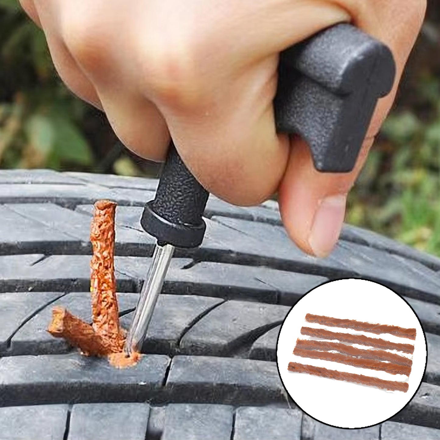 8 Pcs Tubeless Tyre Puncture Repair Kit with 5 Rubber Strips - Great Price - Image 5