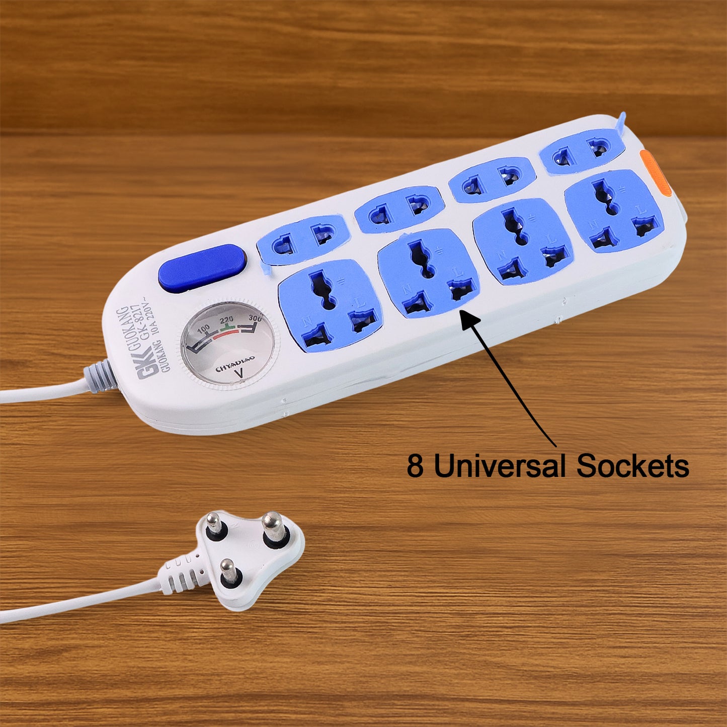 8-Socket Heavy Duty Extension Board with Master Switch & Voltage Meter (1 Pc) - Happy Price - Image 4