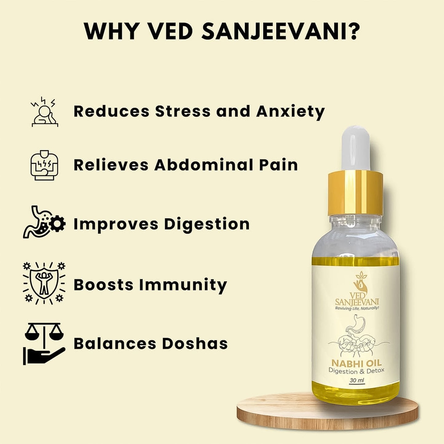 Ved Sanjeevani 30ml Ayurvedic Nabhi Oil For Digestion Detox (30ml 1 Pc) - Happy Price - Image 5