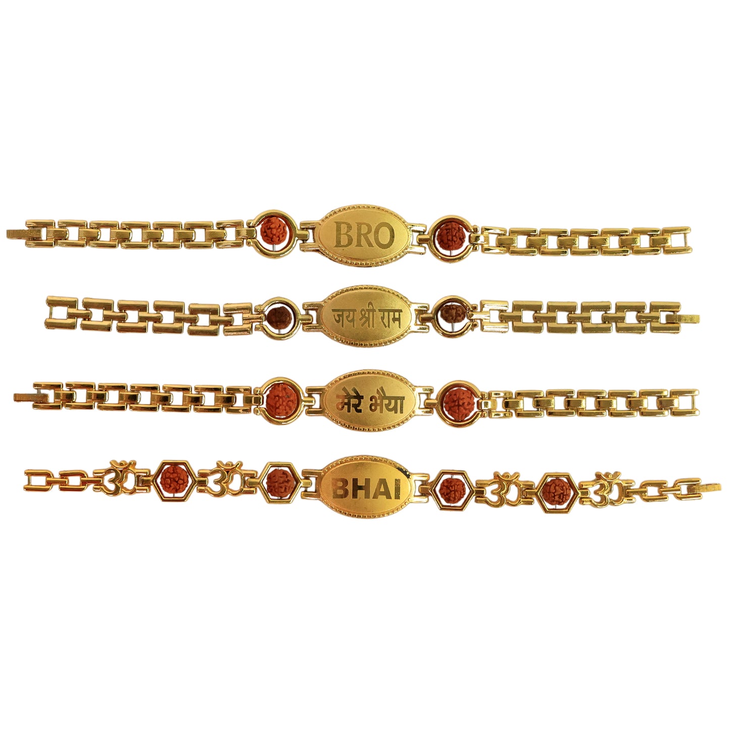 Gold Plated Metal Bracelet Rakhi For Brother (1 Pc) - Happy Price - Image 2