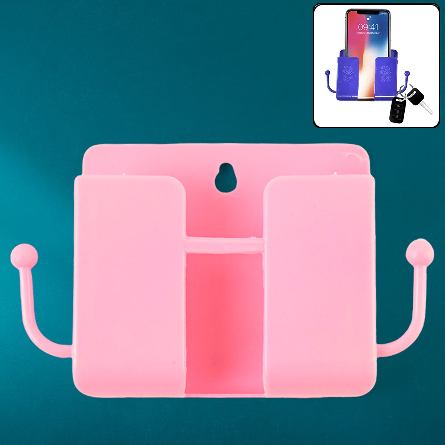 1 Pc Blue Wall Mount Mobile Stand With Hook - Happy Price - Image 2