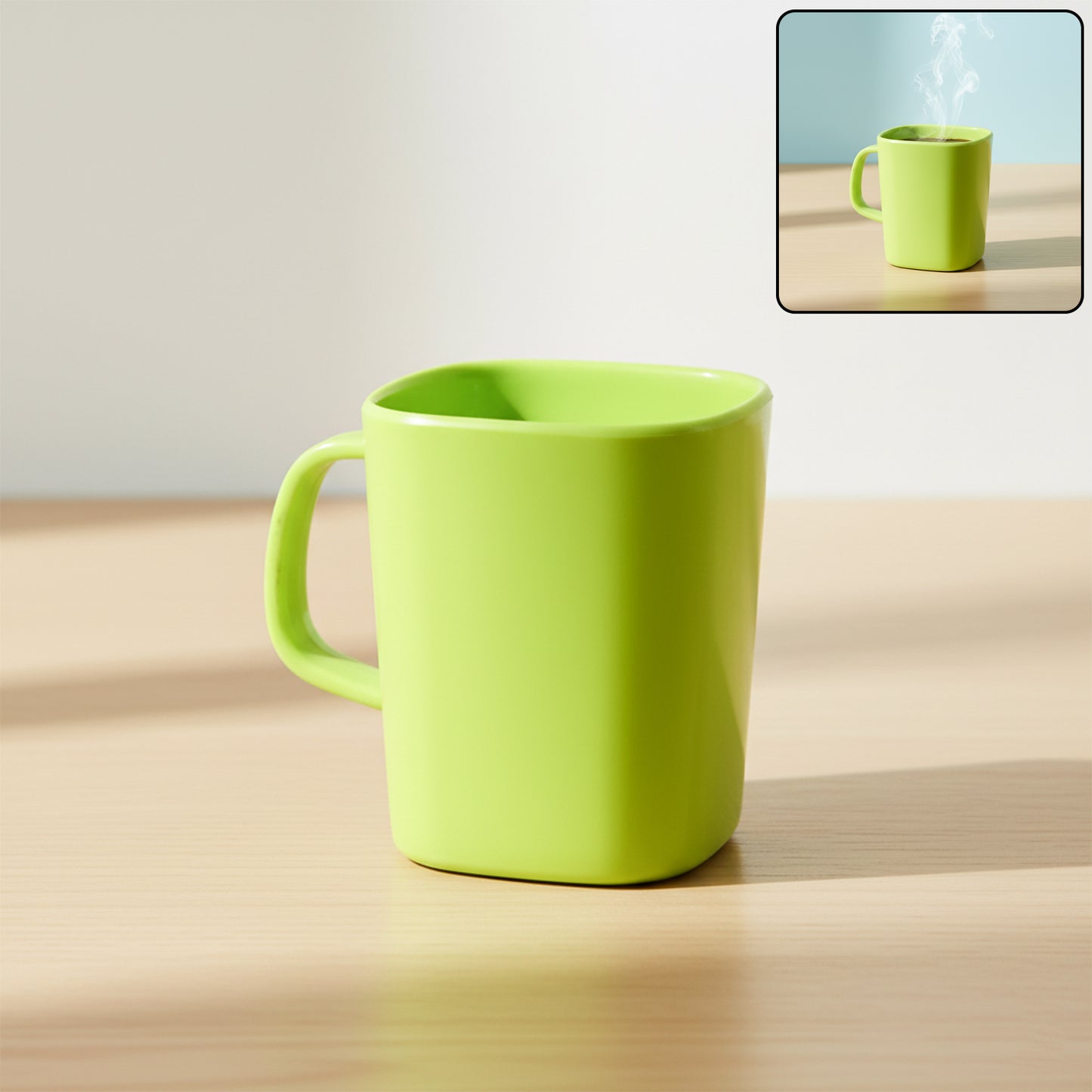 Square Melamine Coffee Mug - Durable & Lightweight Beverage Cup (1 Pc) - Happy Price - Image 2