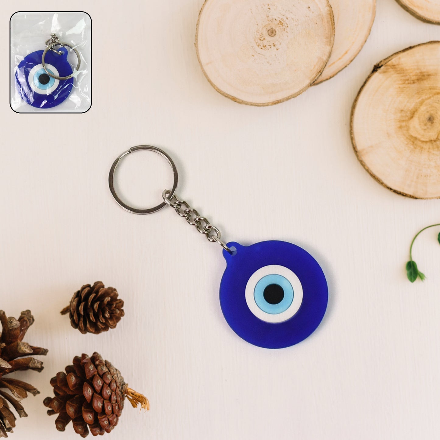 Evil Eye Rubber Silicone Keychain (1 Pc Blue Color) - Happy Price - Image 2