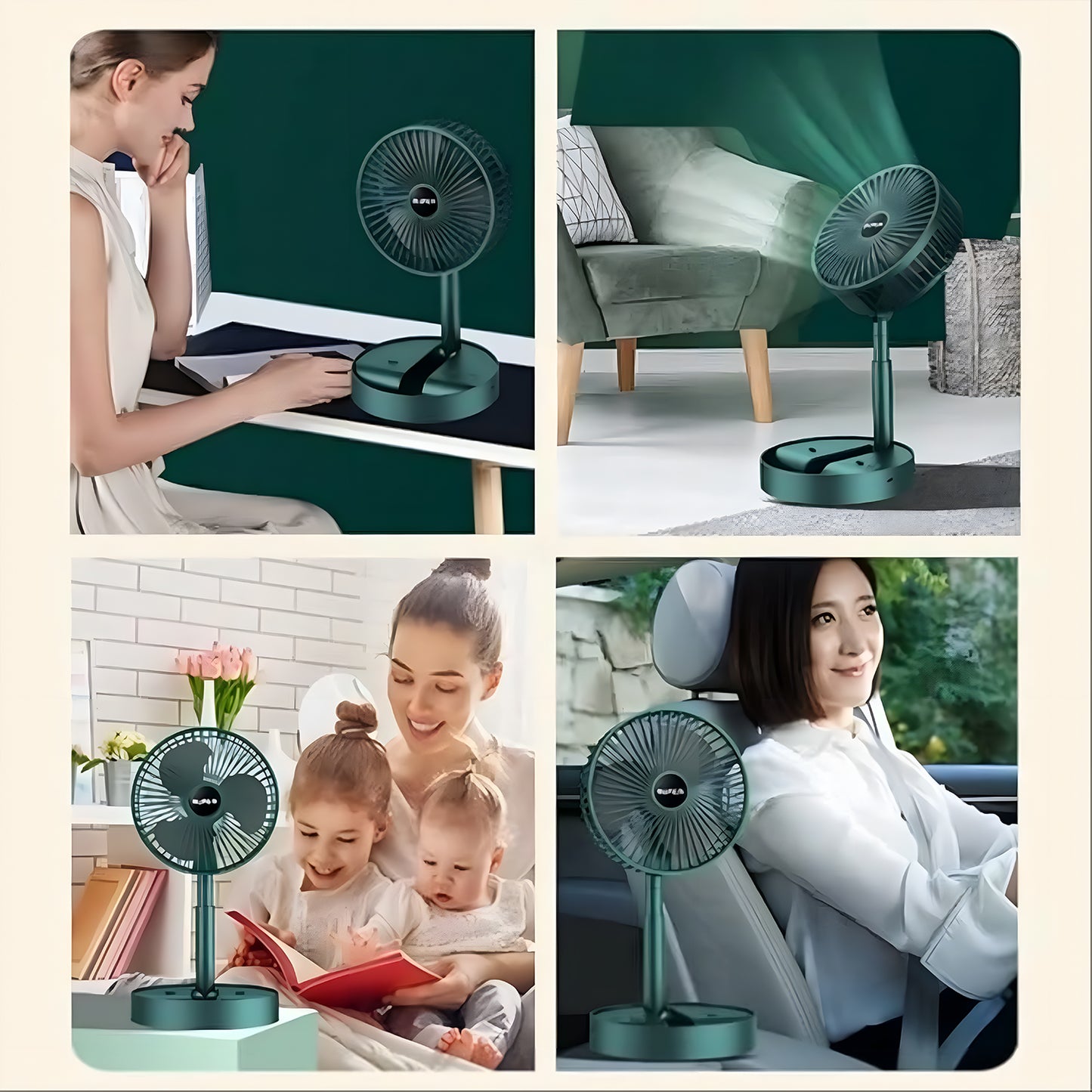 Telescopic Electric Desktop Fan Height Adjustable Foldable Portable For Travelcarry Silent Table Top Personal Fan For Bedside Office Table (Battery Not Include) - Happy Price - Image 4