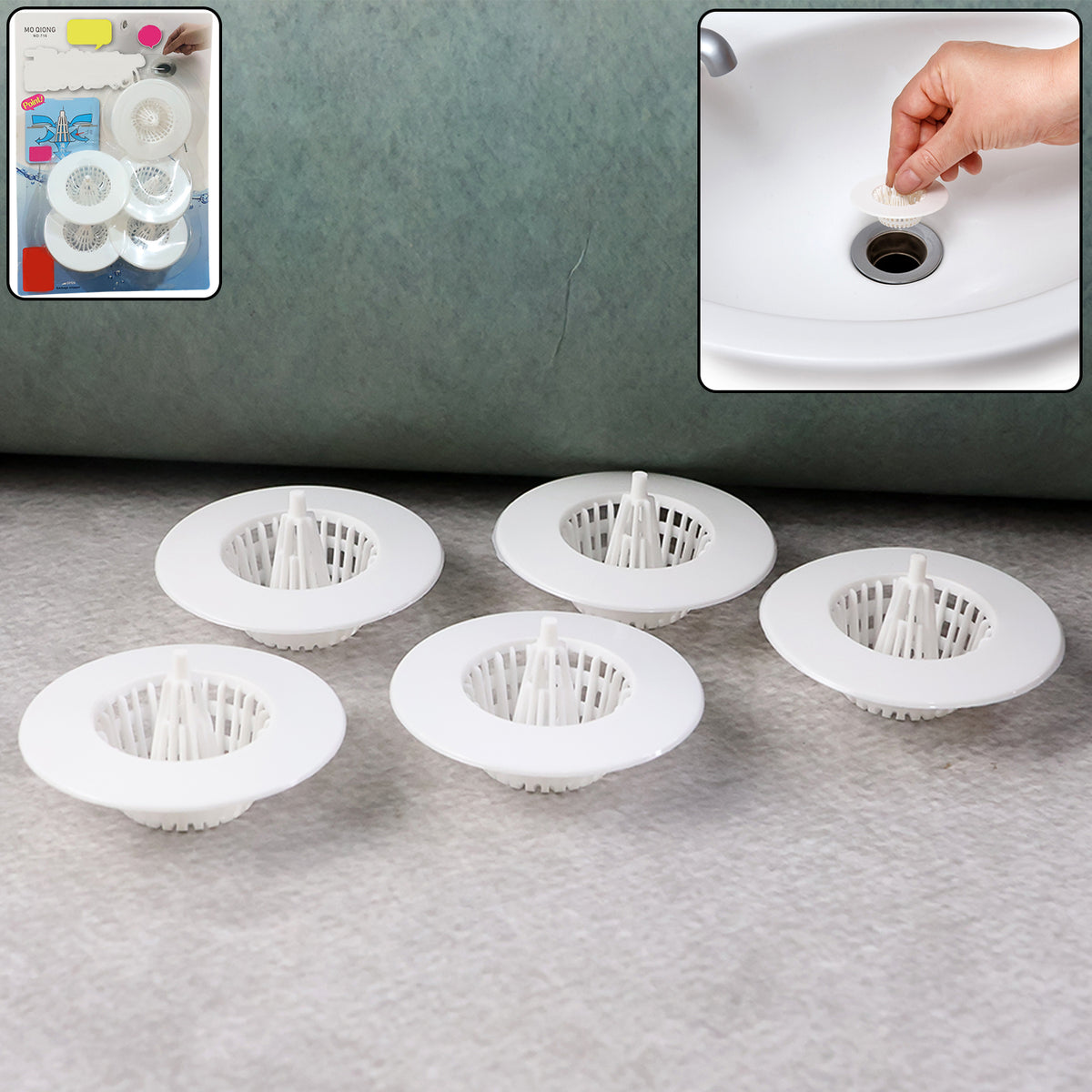 5 Pcs Sink Drain Strainer Filter - Anti-Clog Basket for Kitchen & Bathroom - Happy Price - Image 2